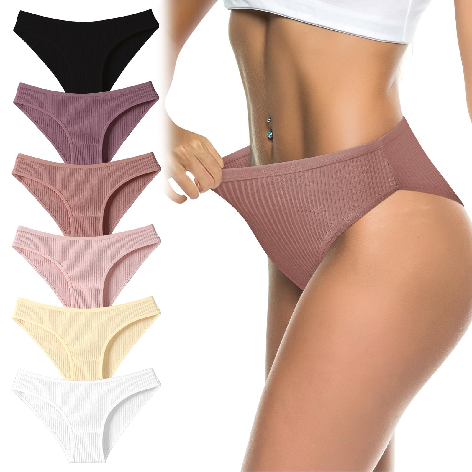 flintronic 6 Pezzi Slip Donna Cotone, Morbide e Comode Mutandine Elasticizzate in Traspirante Multipack