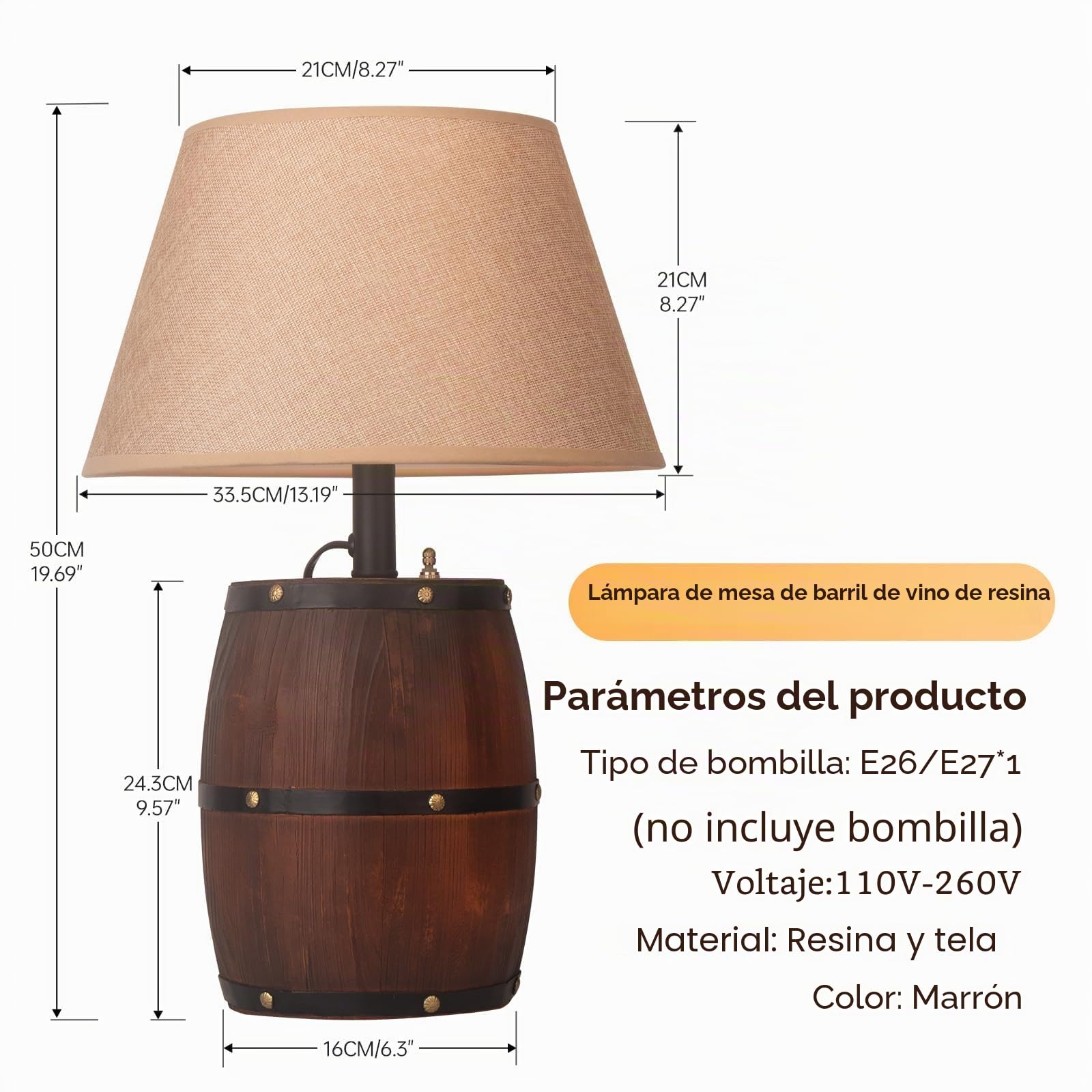 Antiguo barril de vino de madera lámpara de mesa, Pequeña lámpara de mesa rústico,Ajustable de tres modos de iluminación,Lampara de noche dormitorio,Decoracion habitacion