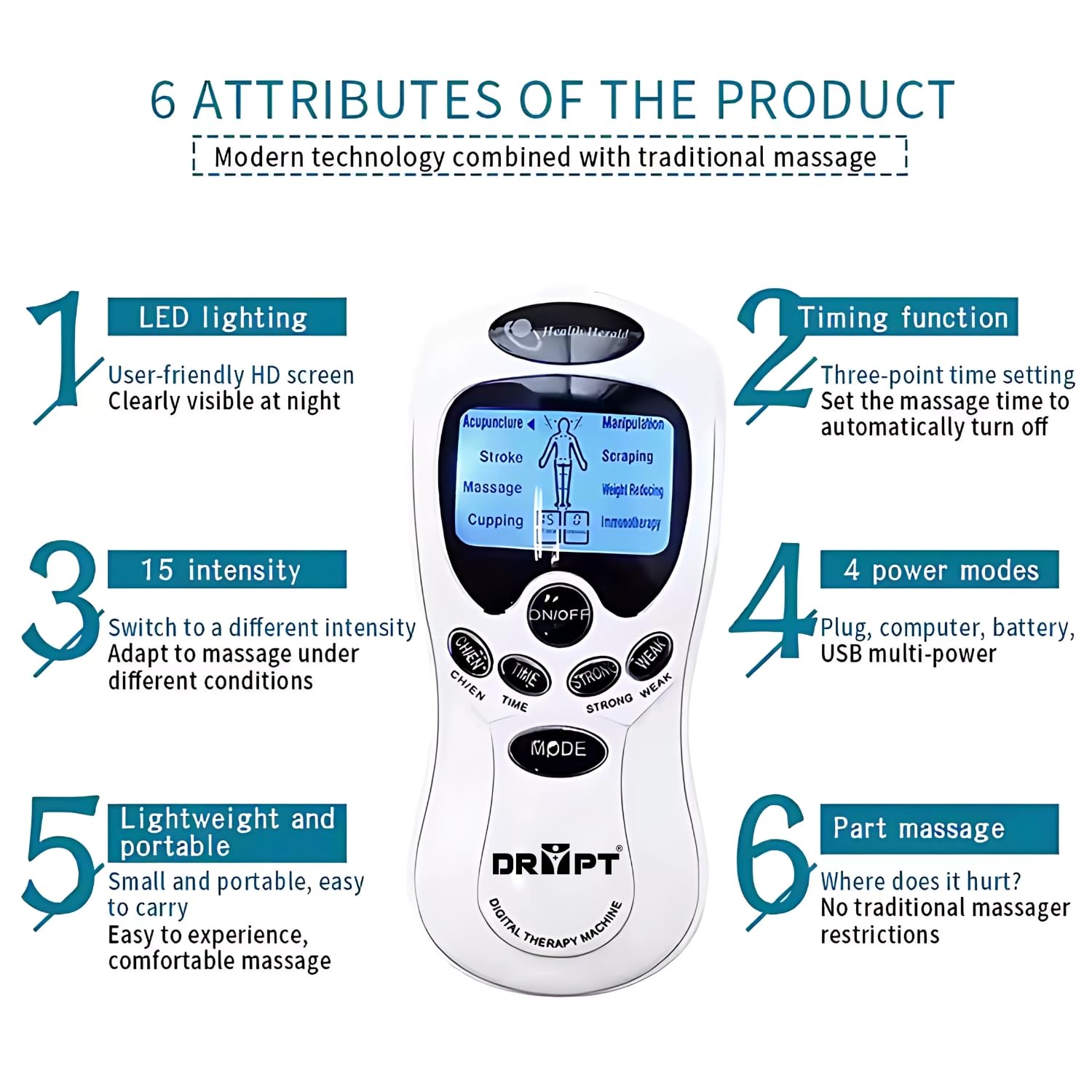 DR PT Battery Powered Digital Therapy Machine Electronic Pulse Massager Muscle Whole_Body Stimulator Tens, 8 Mode (with 4 pads Massager) DR PT Battery Powered Digital Therapy Machine Electronic Pulse Massager Muscle Whole_Body Stimulator Tens, 8 Mode (with 4 pads Massager)
