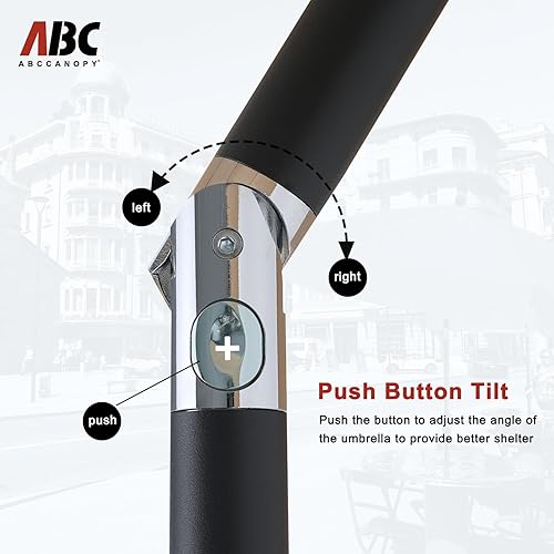 Miniatura 5 de ABCCANOPY Sombrilla de patio de 7.5 pies, sombrilla de mesa para exteriores con botón de inclinación y manivela, 6 varillas para patio, piscina,
