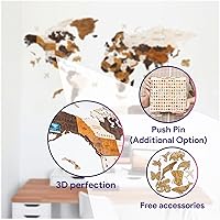 Vista 5 de HYPERI Decoración de pared de mapa del mundo de madera 3D multicapa, decoración de pared de arte de madera, mapa mundi para pared, mapas del mundo