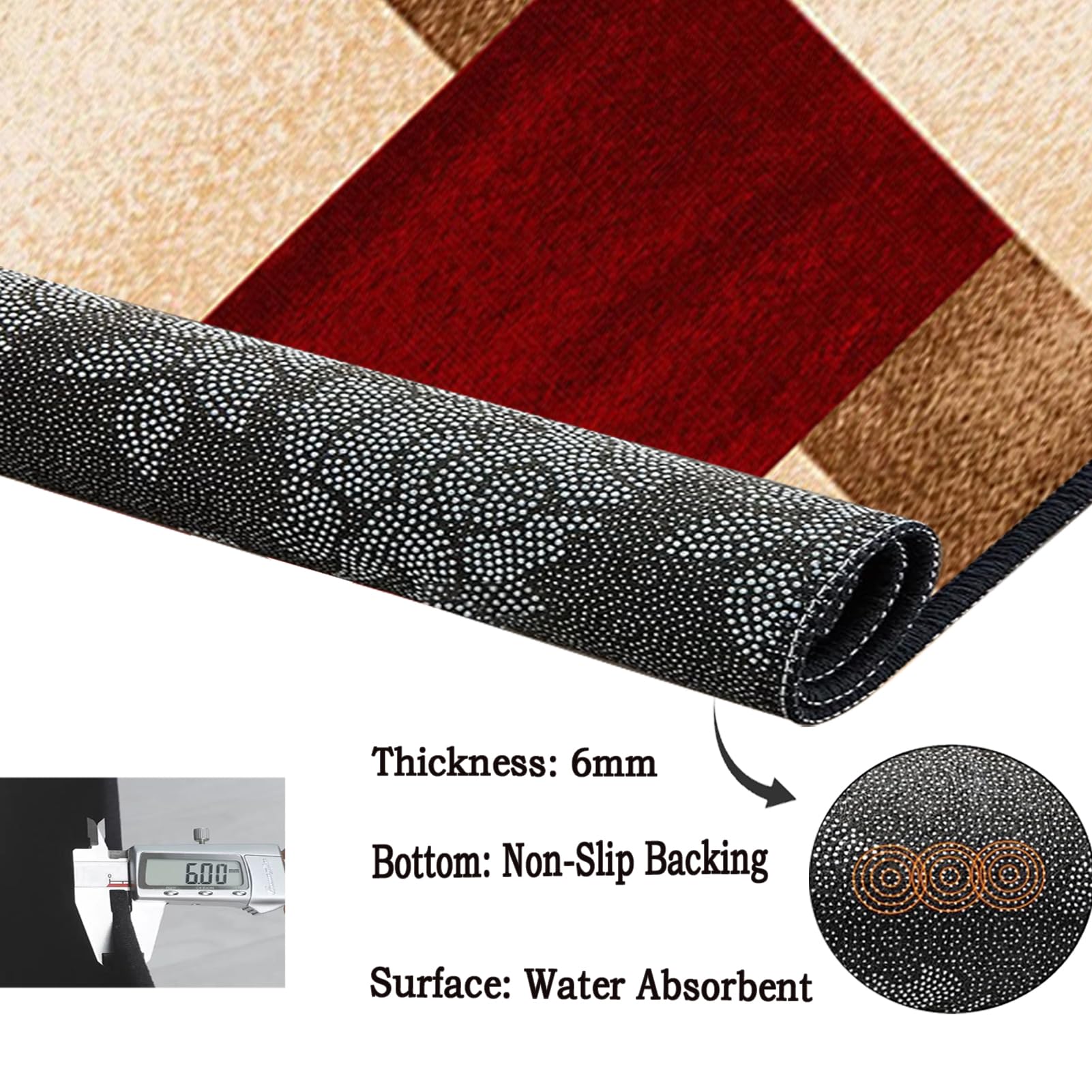 Läufer Teppich für Flur Lang rutschfest Küchenläufer Teppich Läufer für Küche Waschbar Teppichläufer Flur 100 x 250 cm Teppich Innen Küchenteppich für Eingang Schlafzimmer Rot