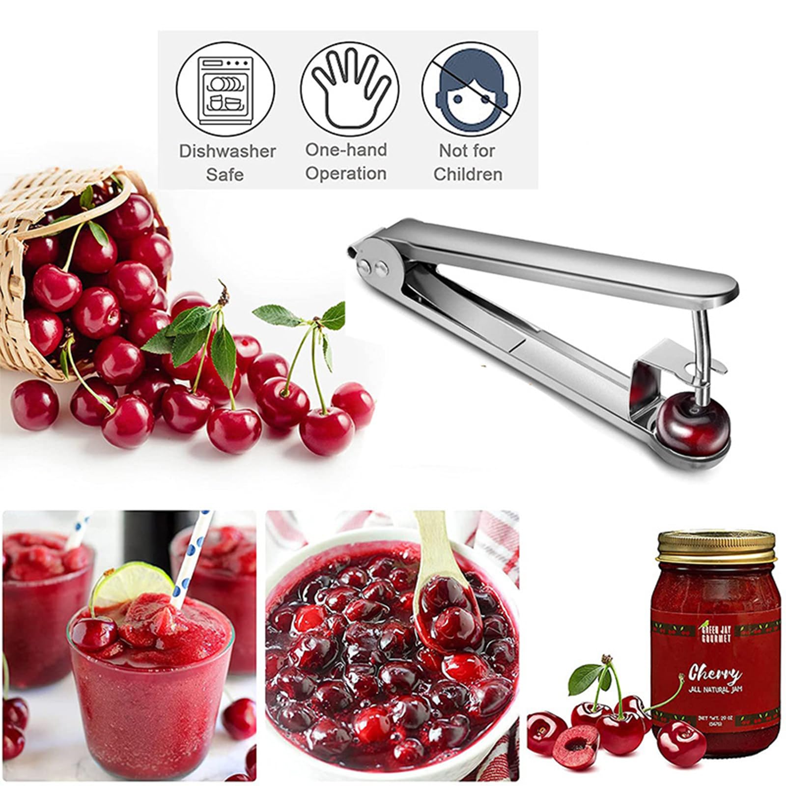 Dénoyauteur Manuel en Acier Inoxydable Multifonction pour Cerises, Jujubes, Prunes et Autres Fruits