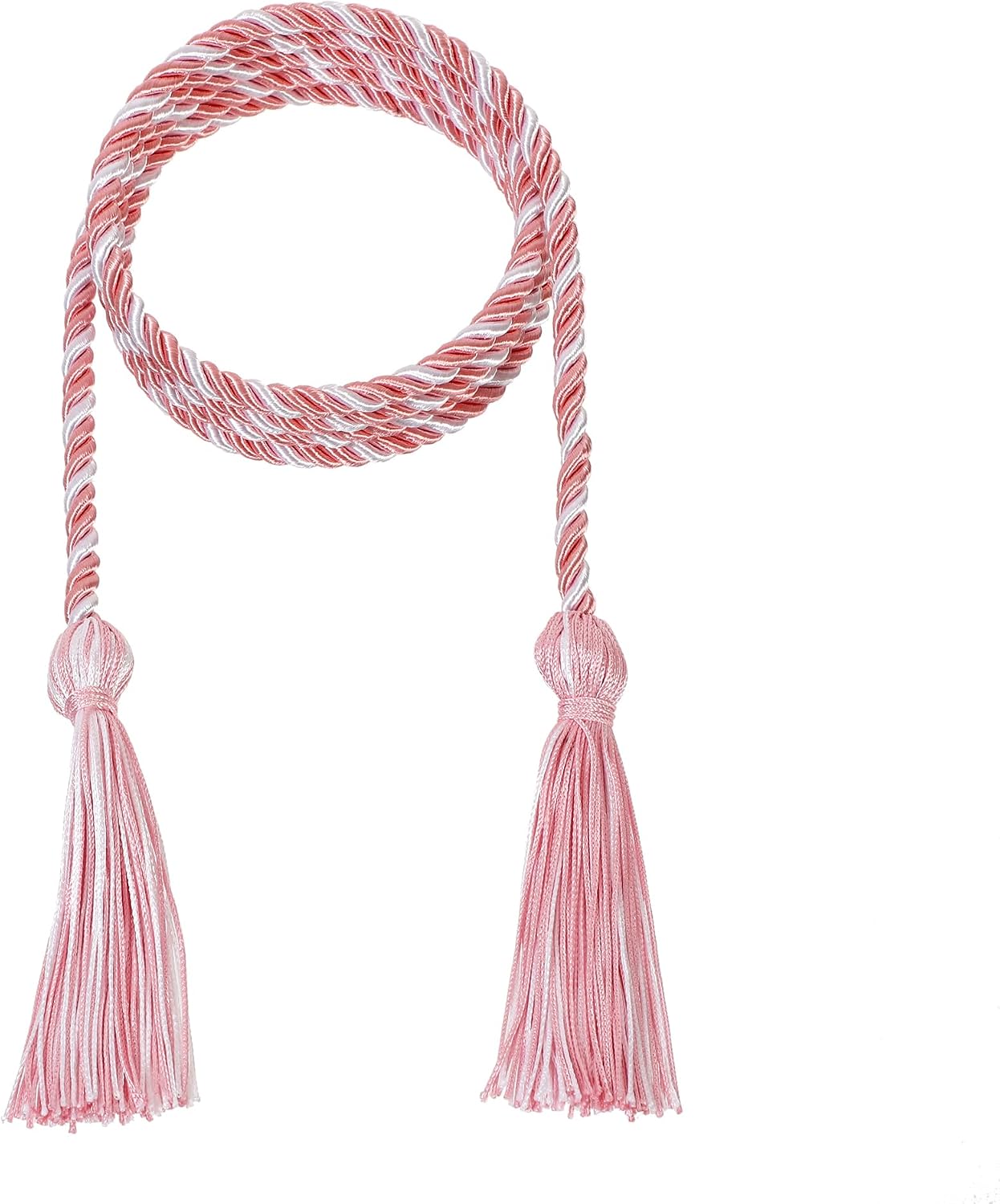 10 Pieces Graduation Cords Polyester Graduation Honor Braided Cords with Sewing Tassels for Bachelor, Master, Doctor 68" Long (Pink White)