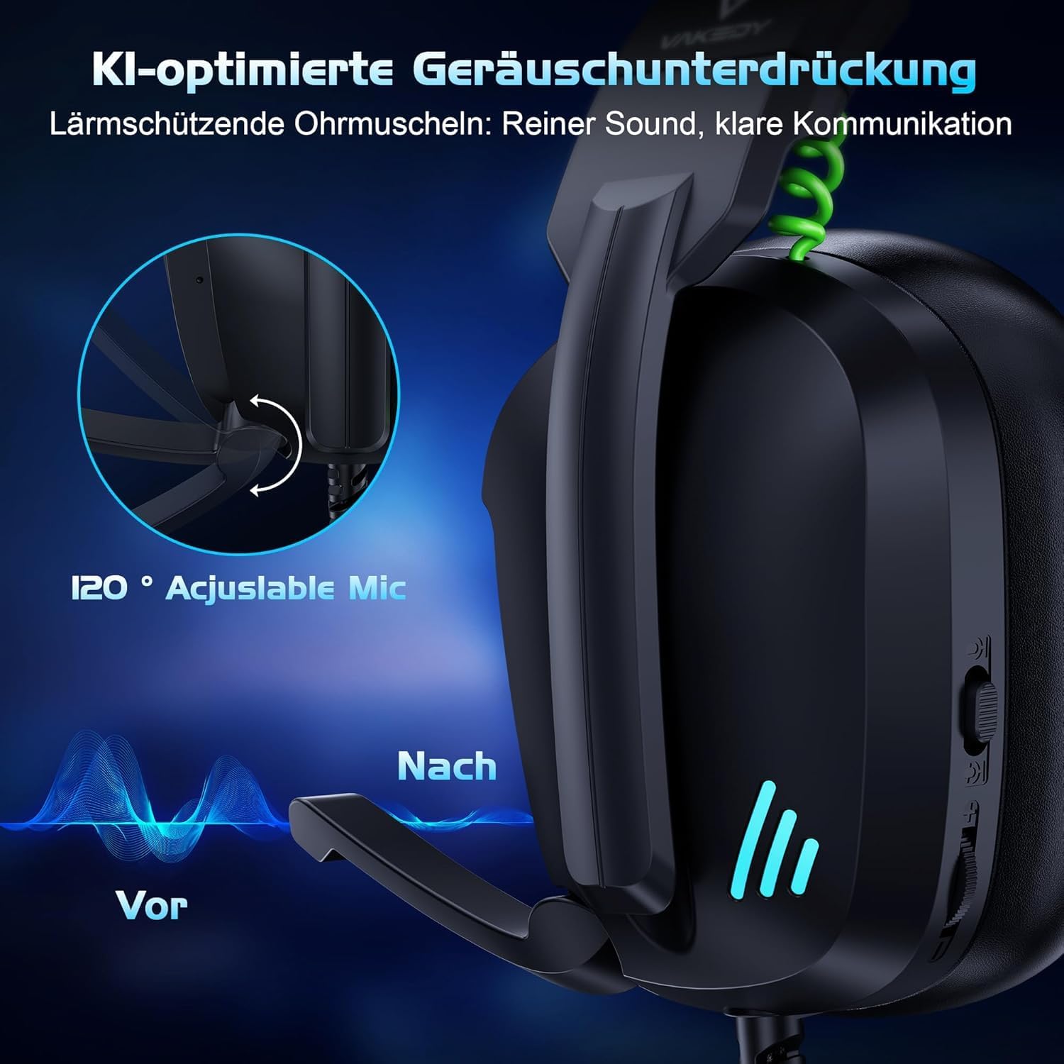 Vakedy Wired Gaming Headset for Xbox,PS5,PS4,PC,Switch, RGB 50mm Drivers | Foldable lightweight frame, plush memory foam cushions, clear chat, quick mute/volume wheel and USB-powered RGB glow 7 71uzCwGCdTL. AC SL1500