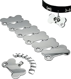 Blank Dog Tags 10PCS Smooth Edges Stainless Steel Blank Bone Shape Dog Tags Sublimation-Ready