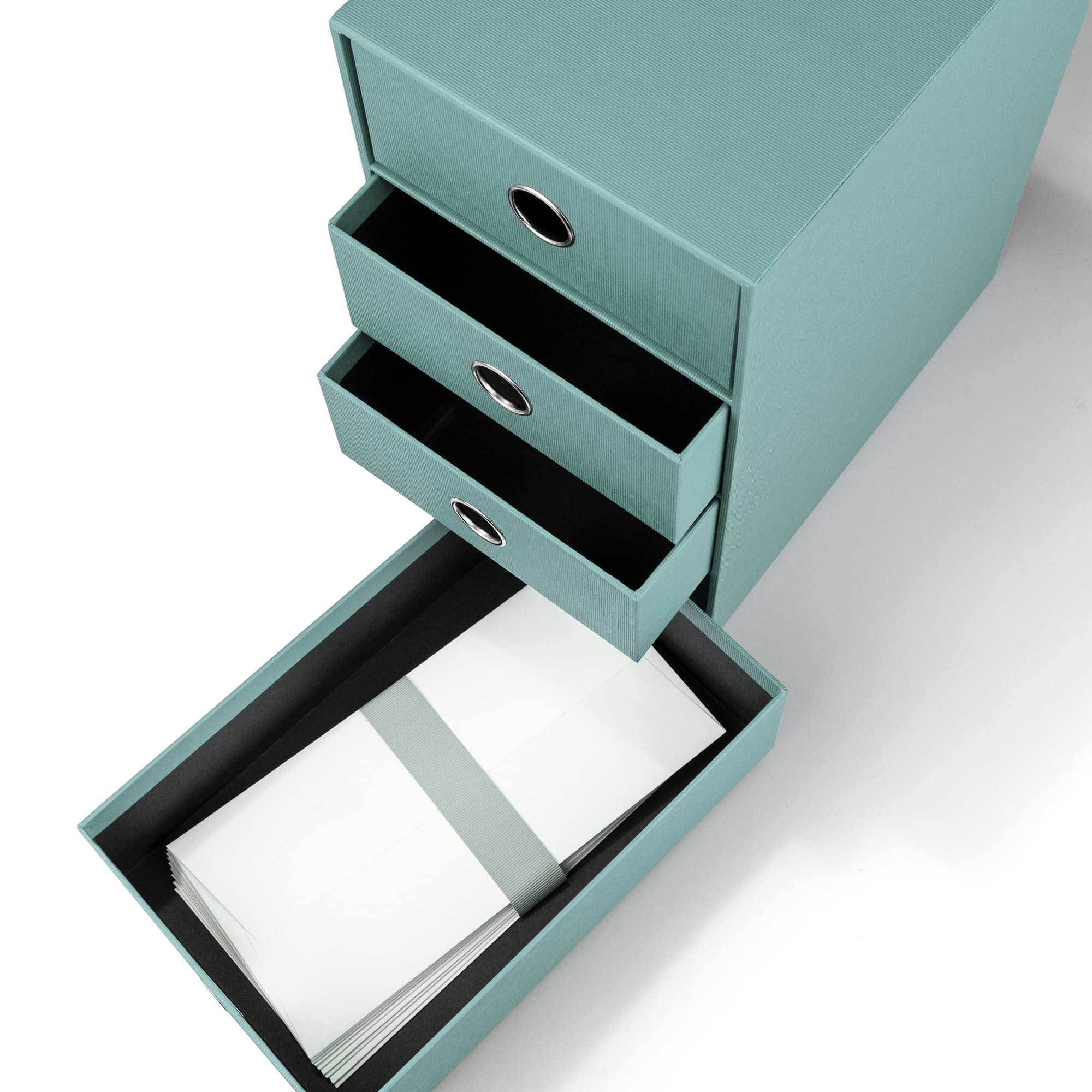 Rössler SOHO 4er Schubladenbox aus Papier | Büro Organizer Schreibtisch | Schubladen Organizer Büro Zubehör & Bürobedarf | Schreibtisch Organizer Box | 18 x 25 x 32 cm | 1 Stück | Farbe: Grün | Opal