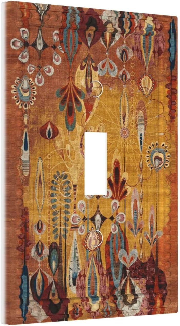 African Abstract West Folk Art Forms Unique Lines 1 Gang Light Switch Plate Decorative Single Toggle Wall Plate Cover Electrical Switchplate Faceplate for Bedroom Room Decorate