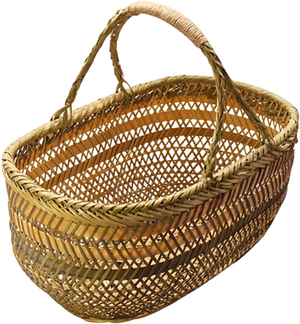 Alipis Handwoven Vegetable Basket with Handle Small Multipurpose Storage and Shopping Basket for Kitchen Picnic Garden Use and Easy to Clean Random Color Random Color