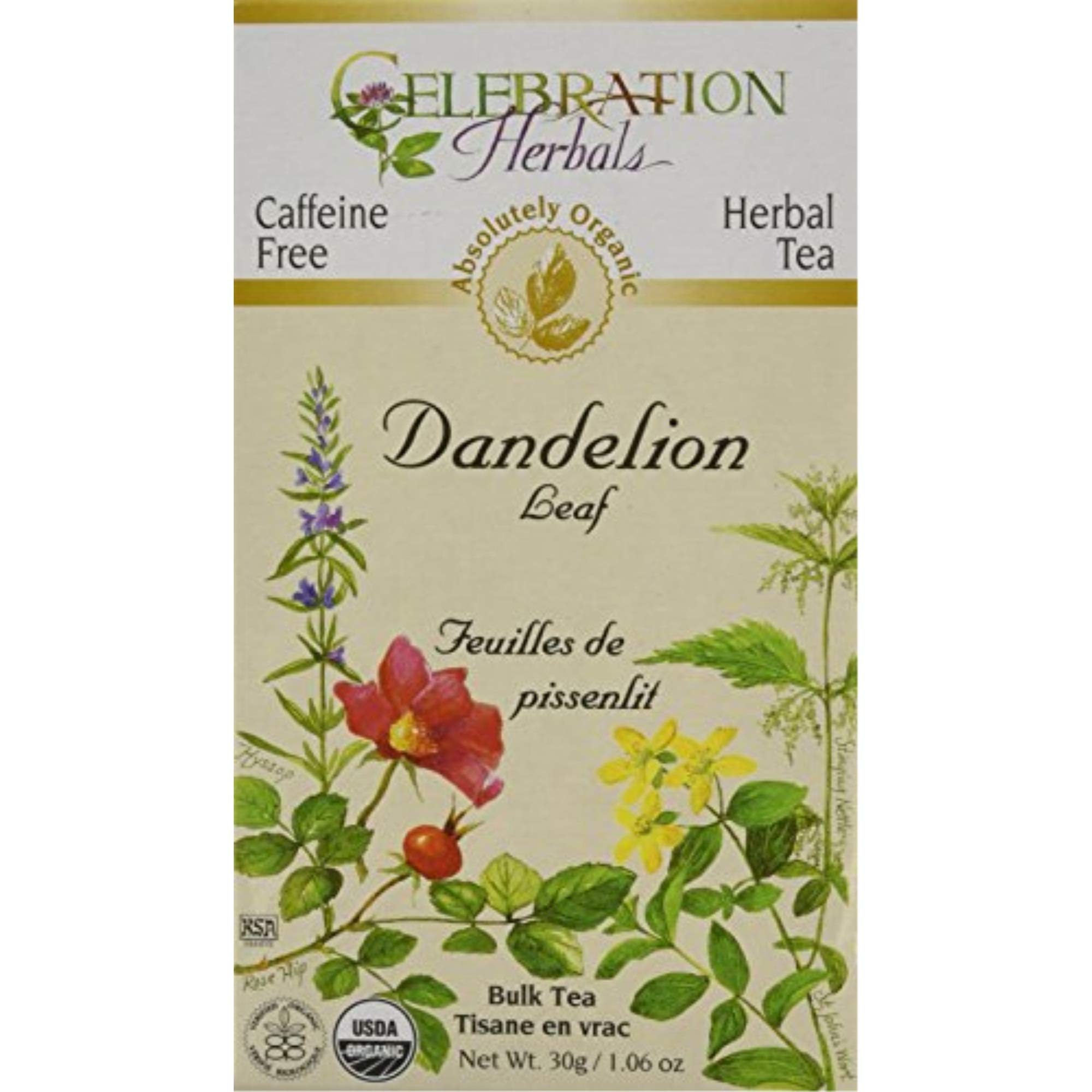 Celebration Herbals Organic Dandelion Leaf Tea – Organic, Kosher (Loose Leaf - 30g) | Taraxacum officinale Herbal Tea | Mild and Leafy, Valued in Herbal Traditions