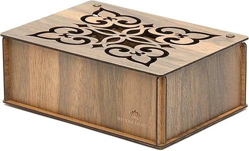 Miniatura 4 de RoyalHouse Organizador de caja de almacenamiento de té de madera de alta calidad MDF nogal caja decorativa multifuncional ecológica 9 compartimentos