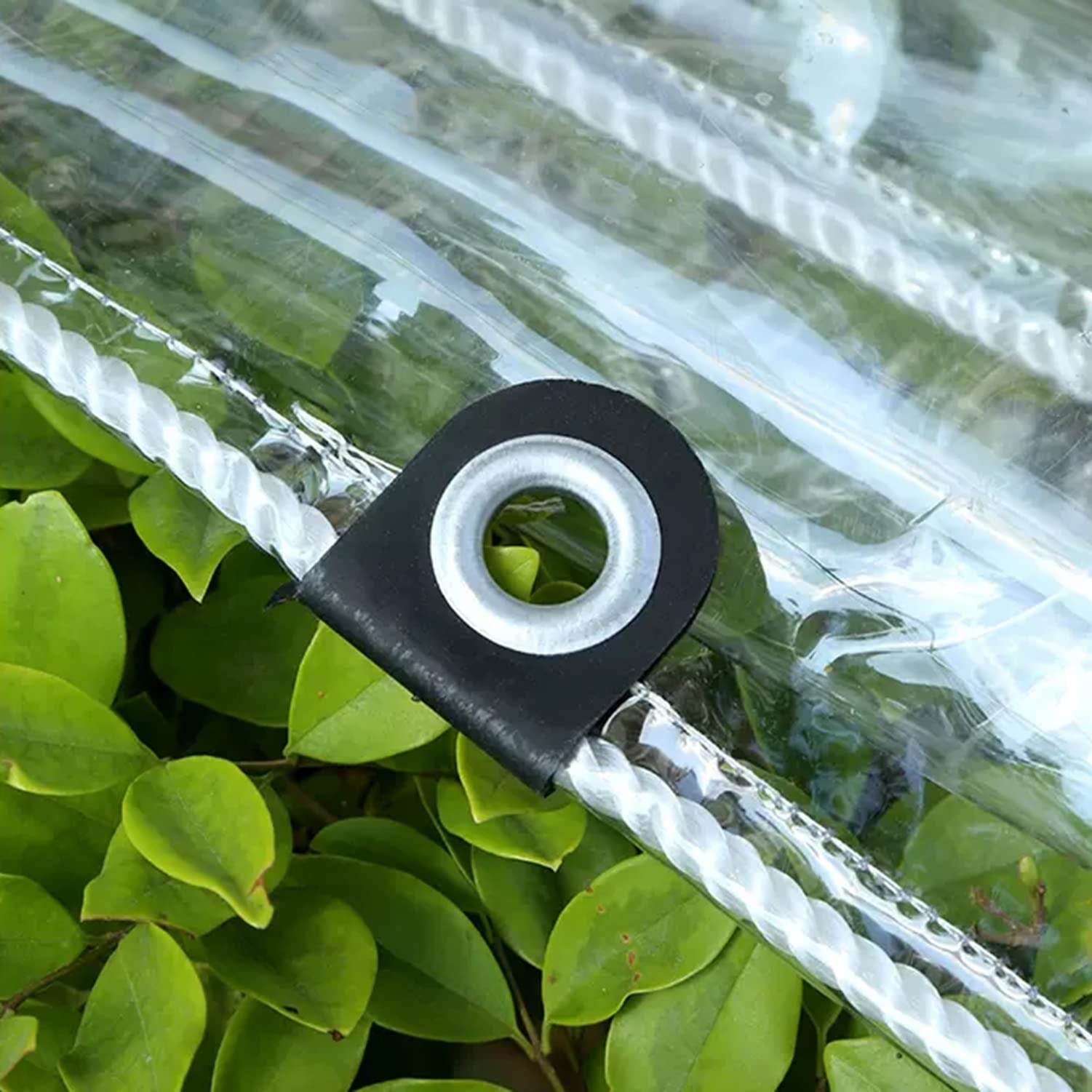 Bâche Transparente avec Oeillets Renforcés, Clair Bâche Étanche, 0.35mm Rideau en PVC Résistant Aux Déchirures pour Vent & Pluie Protection, 450g/m² (Color : Clear, Size : 2x2.2m)