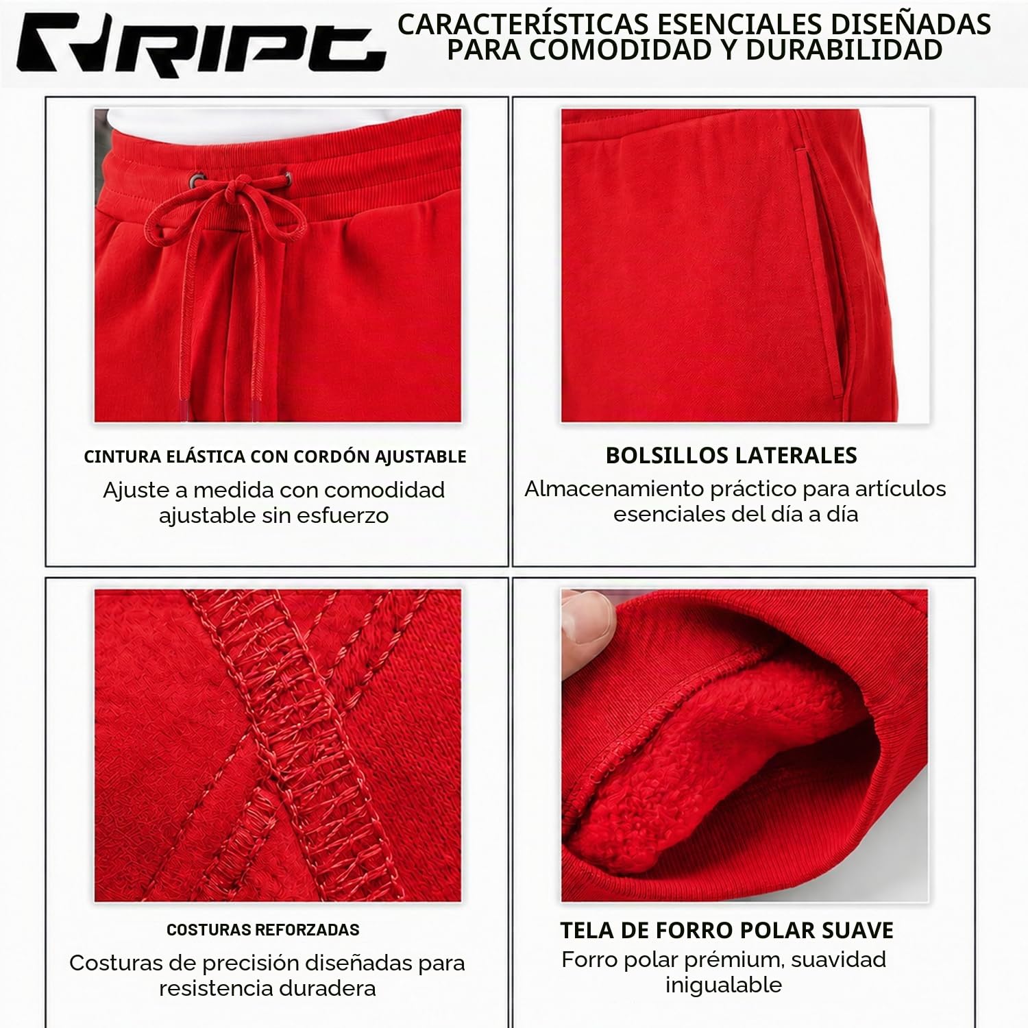 RIPT Essentials RCPNT764 Pantalones de chándal de Tacto Suave para Hombre
