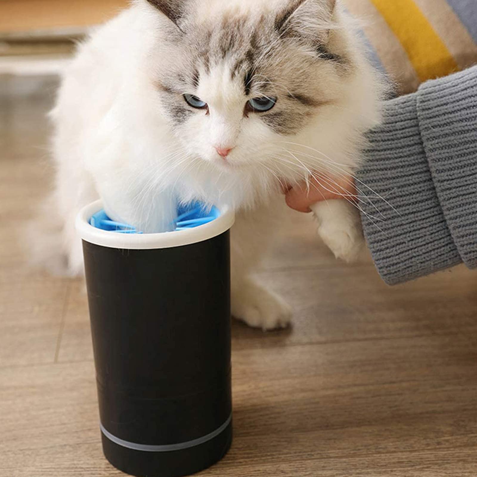 Lave-Pattes électrique, Outil de Nettoyage des Pattes Chien et Chat for boueuses avec Cordon USB Serviette(Black,L)