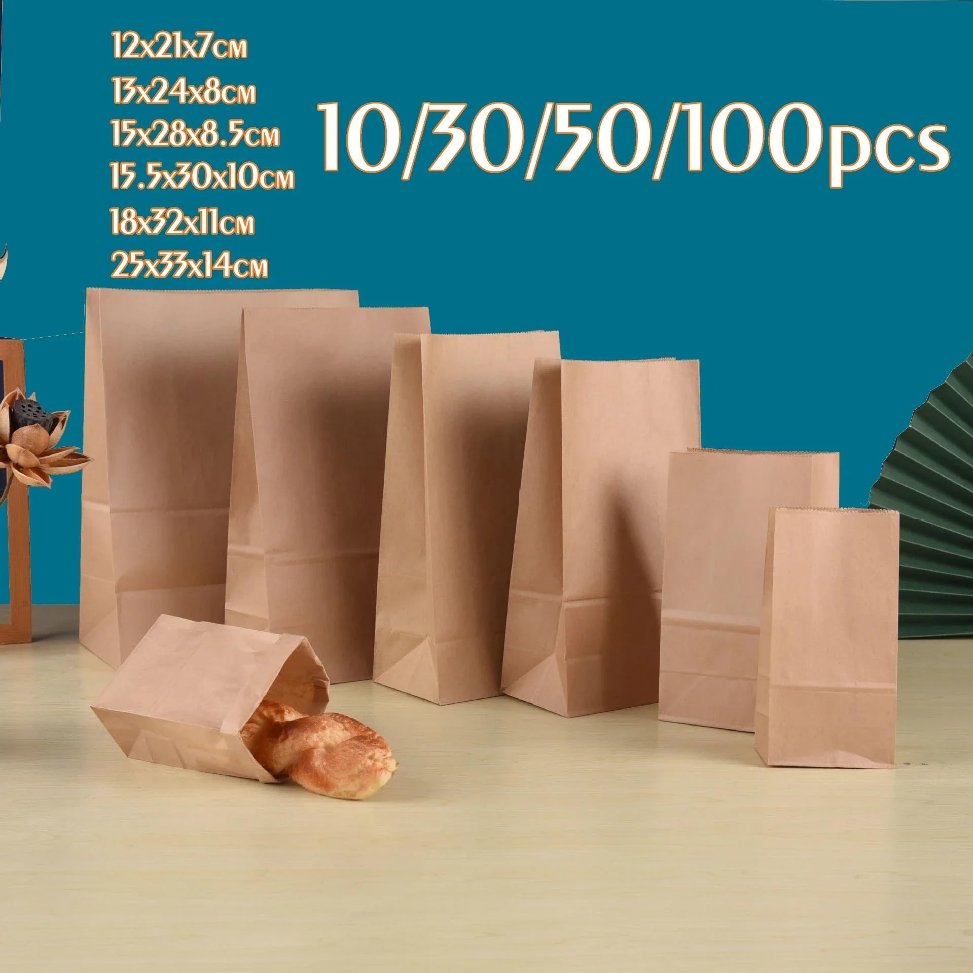 Buste Regalo Sacchetto di carta Kraft marrone da 10-100 pezzi