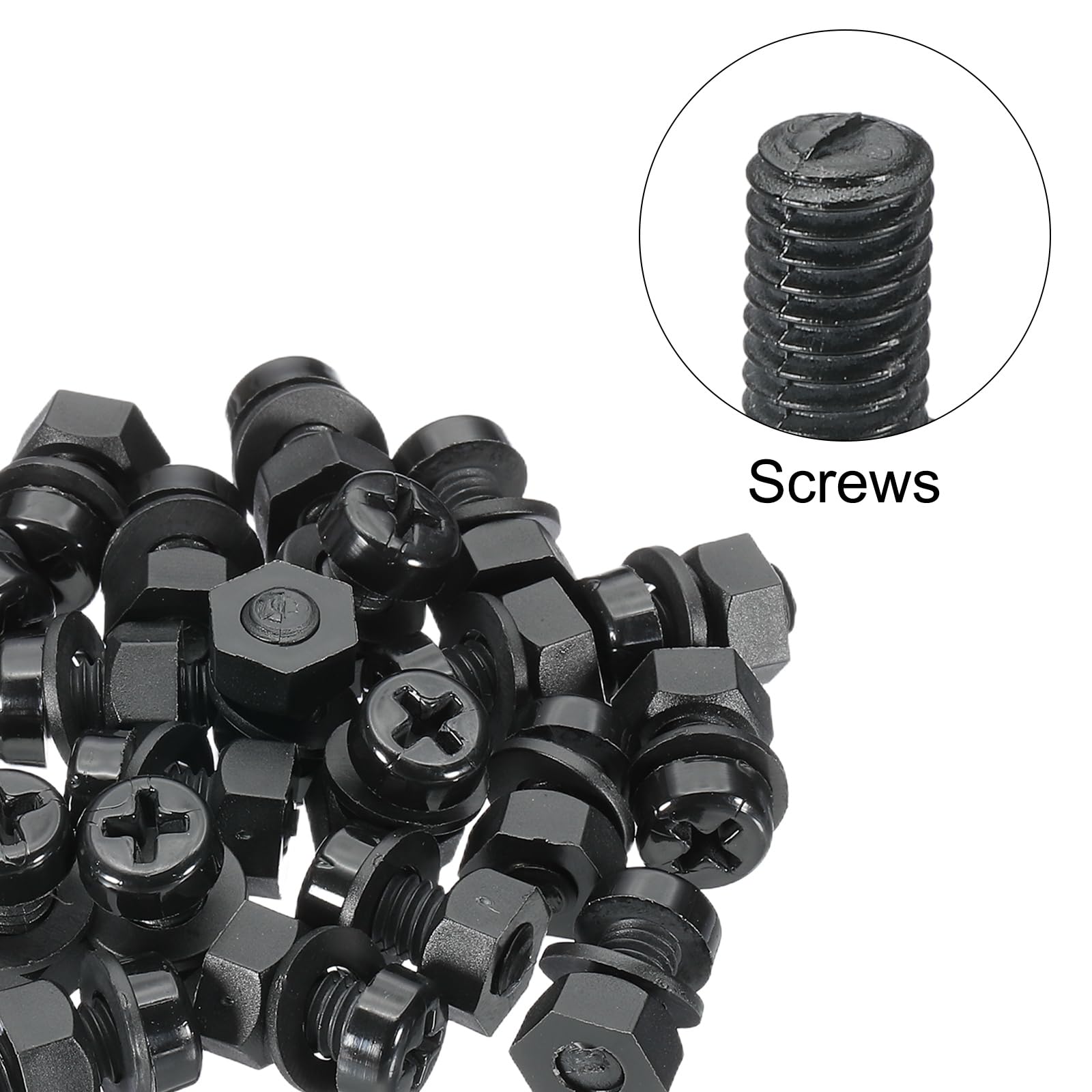 PATIKIL M6x12mm Black Nylon Bolts Plastic Nuts Full Thread Head Screws, 24 Pcs, M6*12mm - Image 4
