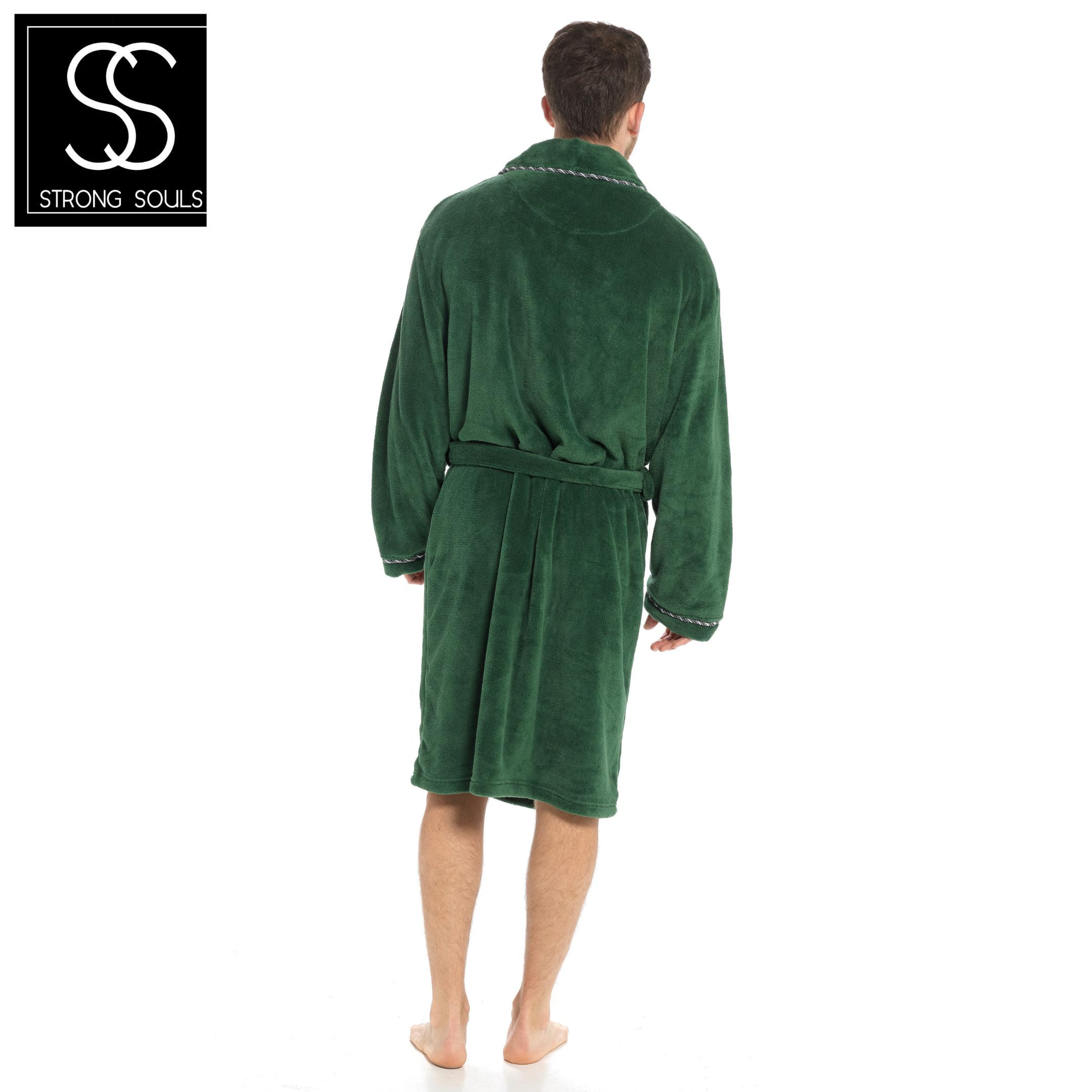 Strong Souls Peignoir en Polaire de Luxe pour Homme Doux et Chaud Peignoir Cadeau pour Homme