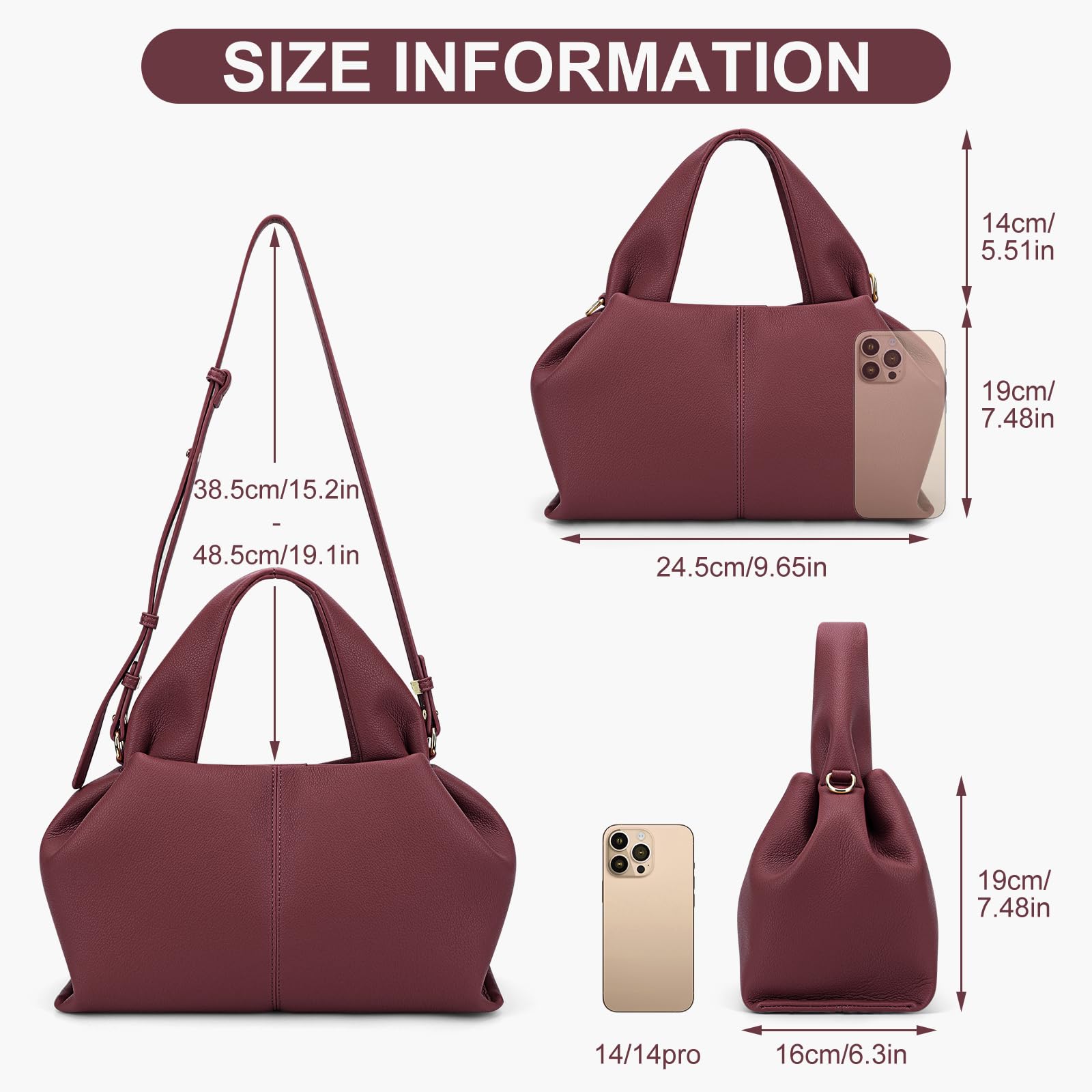ACUYE Bolso tote de cuero sintético para mujer, bolso cruzado y de hombro estilo Y2K con correa ajustable, bolso hobo de otoño
