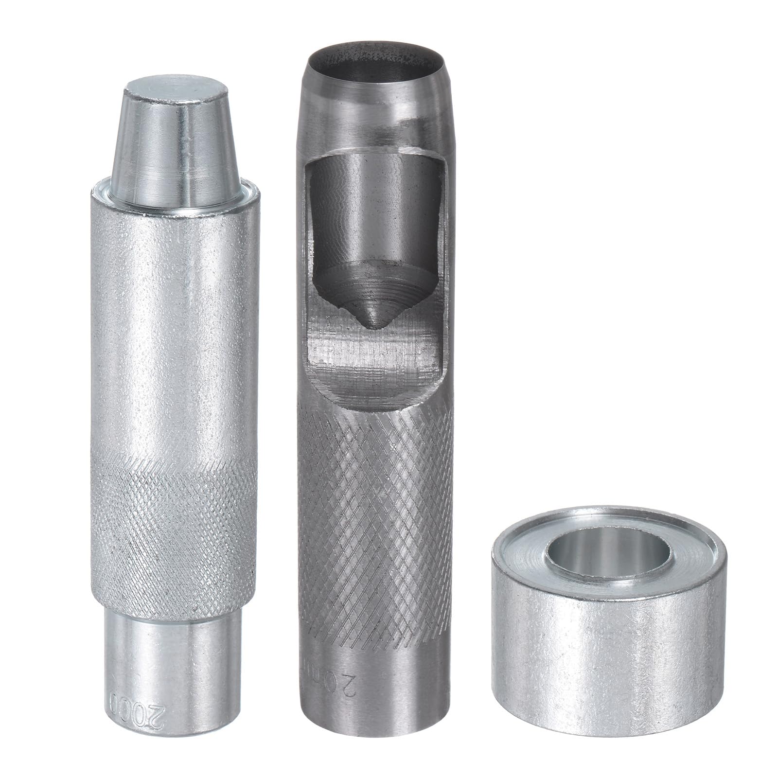 QUARKZMAN Outil de Poinçonnage de Trous à Œillets 20mm/0.79" pour Cuir, Poinçon Creux 20mm en Acier 45# avec Base pour Tissu, Vêtements, Artisanat et Sacs