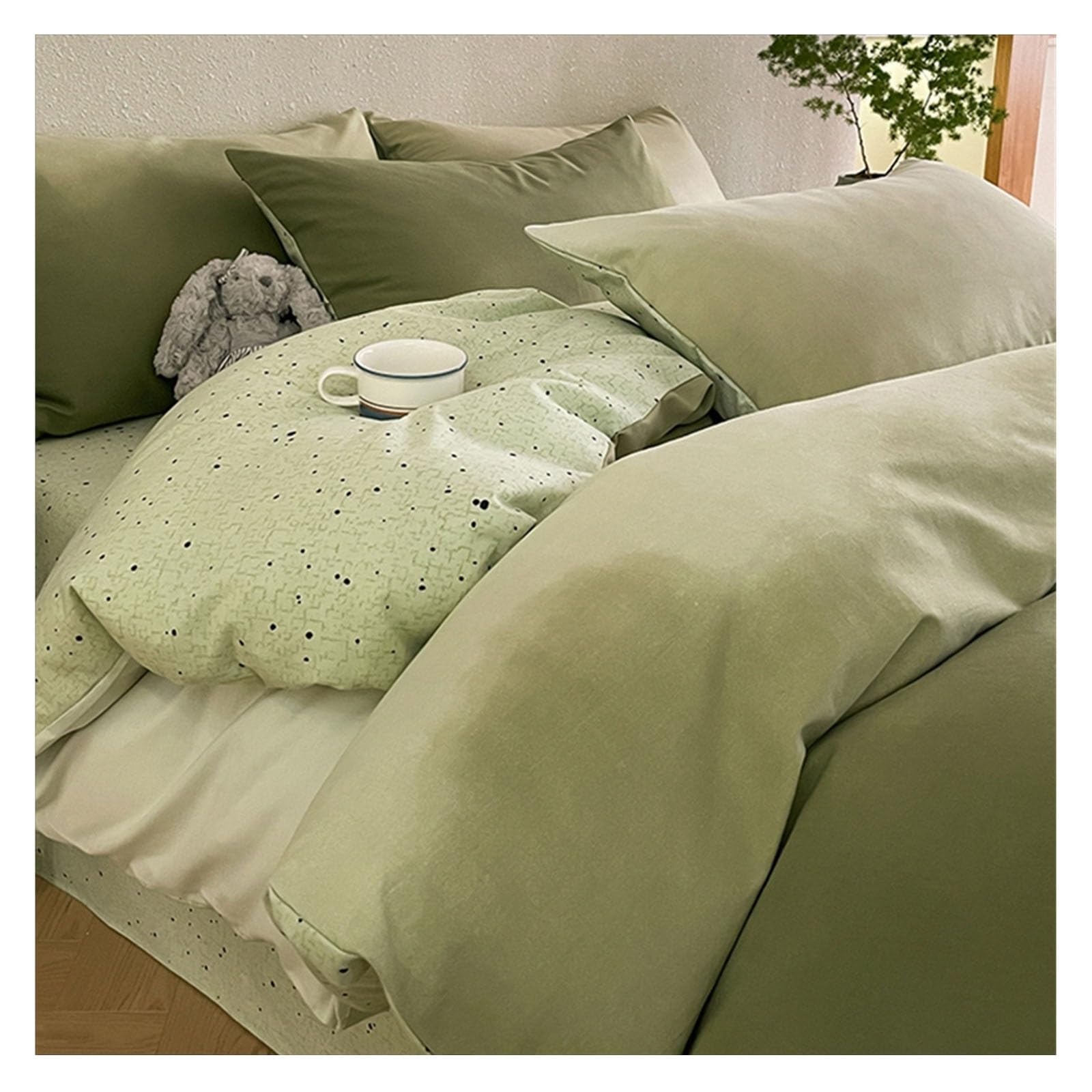 Housse de couette parure de lit 4 pièces 100% coton avec fermeture éclair