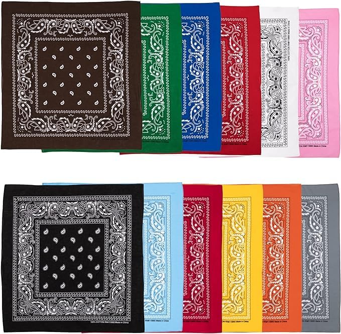bismaadh Lightweight Multicolored 22"x22" Bandana Set (12-Pack)-picture-22