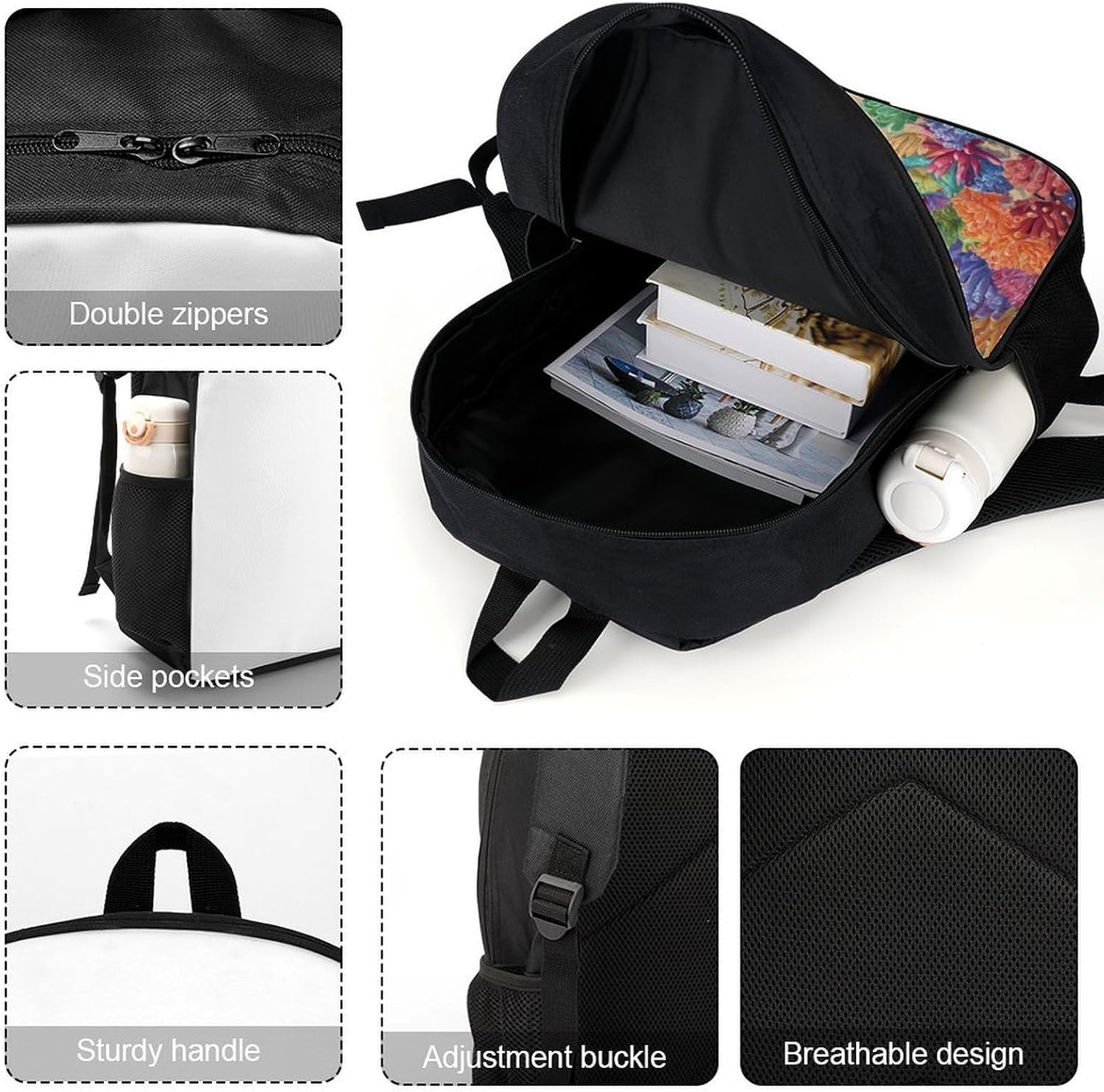 Dolphin with A Birthday Cake Travel Backpack 17 Inch Casual Daypack Bag with Adjustable Shoulder Straps