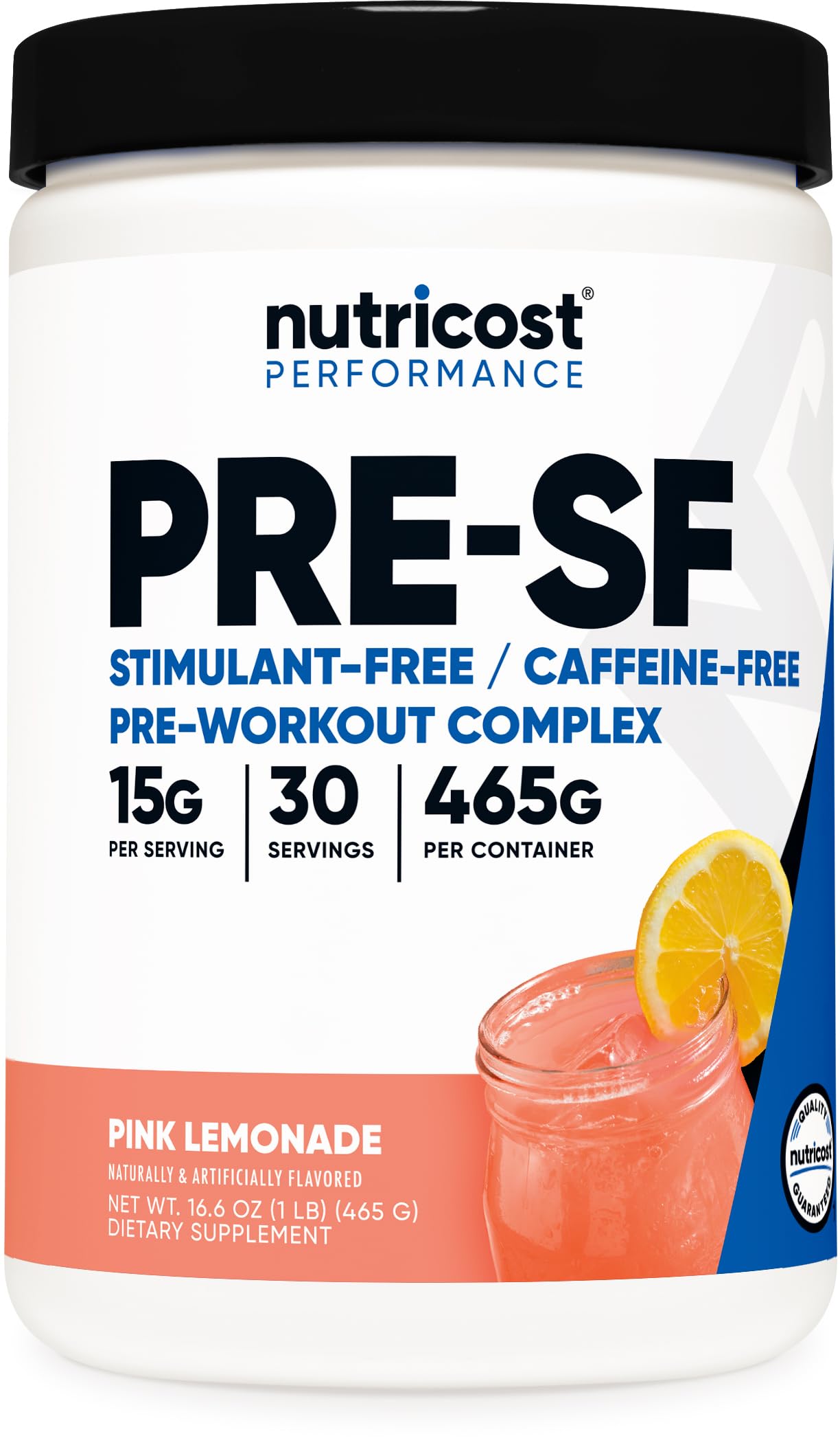 Stim-Free Pre-Workout, 30 Servings (Pink Lemonade) - Caffeine Free, Stimulant Free, Non-GMO, Gluten Free