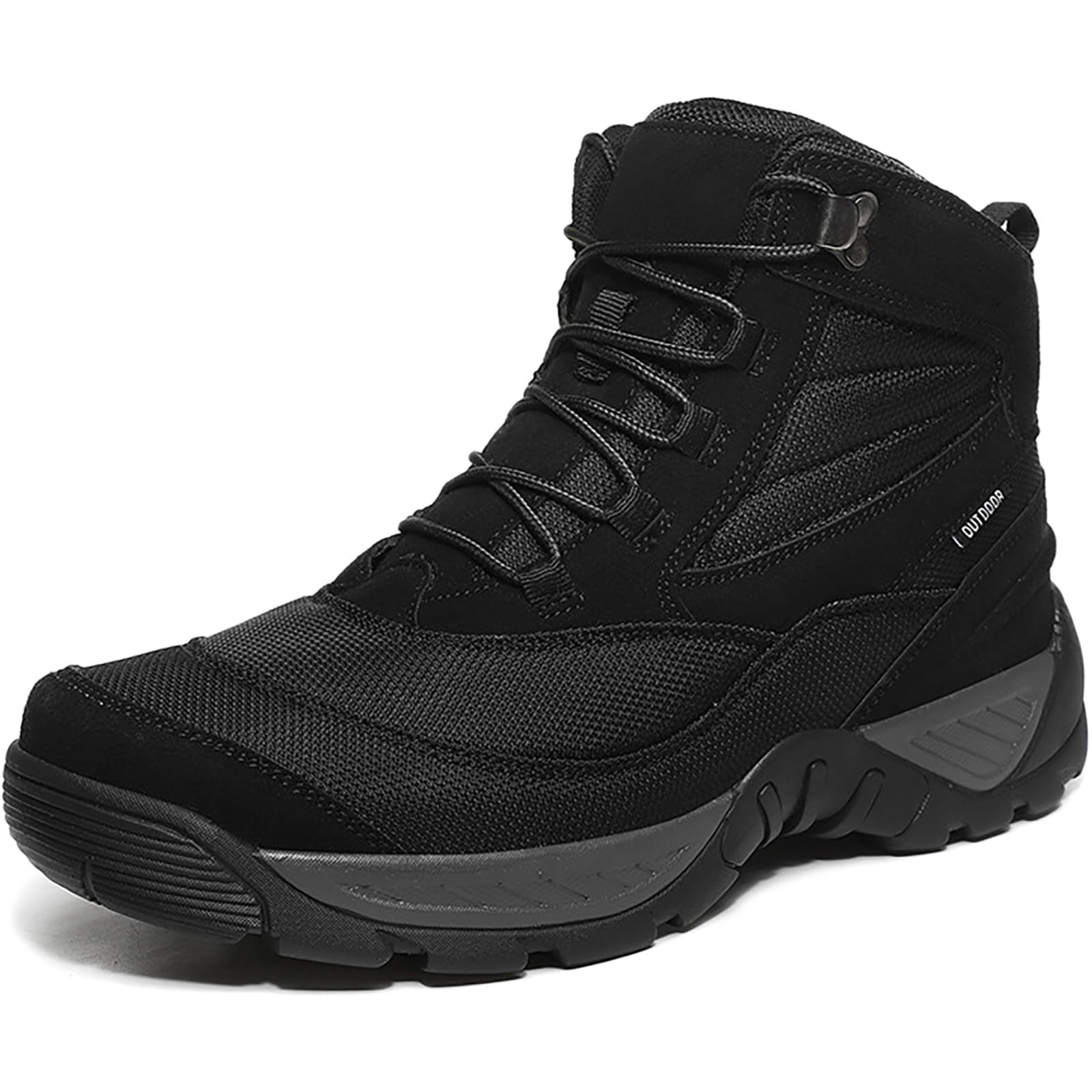 CarXs Men's Warm Snow Boots Non-Slip Outdoor Trekking Shoes Ankle High Waterproof Hiking Boots Backpacking Trails Shoes(Color:Black,Size:43)