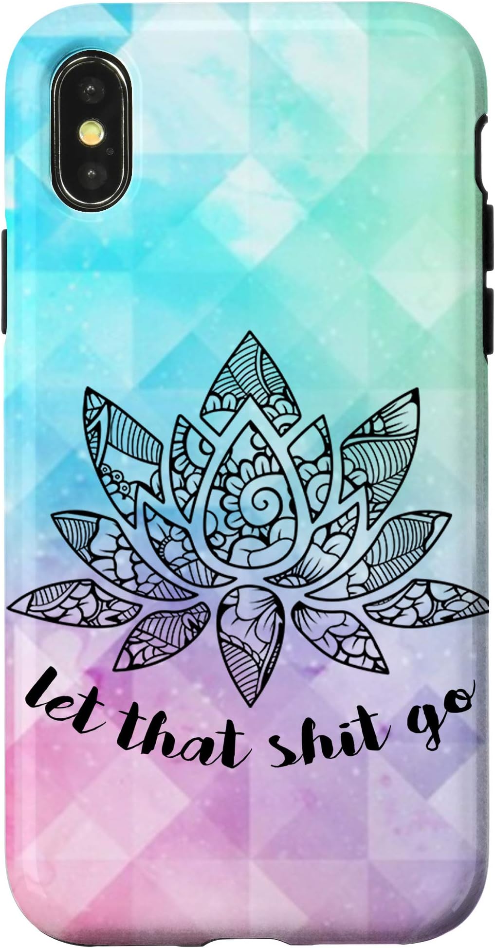 iPhone X/XS Yoga Lovers Gift Watercolor Lotus Flower Let That Shit Go Case