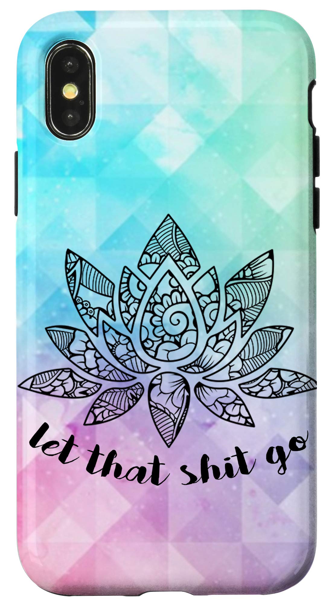 iPhone X/XS Yoga Lovers Gift Watercolor Lotus Flower Let That Shit Go Case