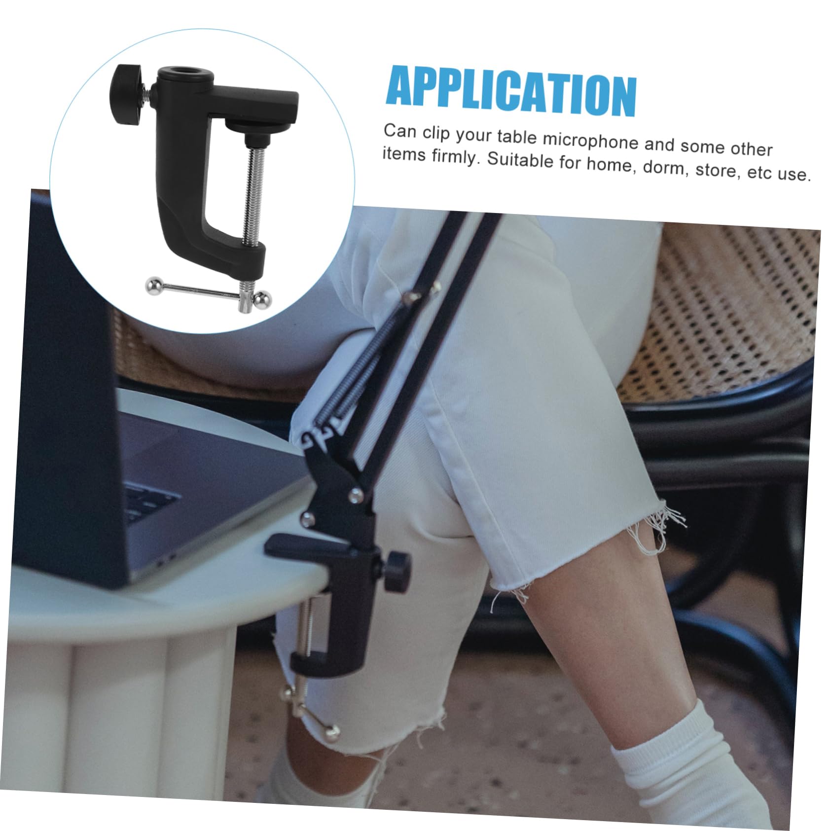 POPETPOP Heavy Duty Adjustable Table Clamp for Microphone Stand Thick Base Non Slip Design for Secure Mounting for Desk Mic Arm Boom Setup