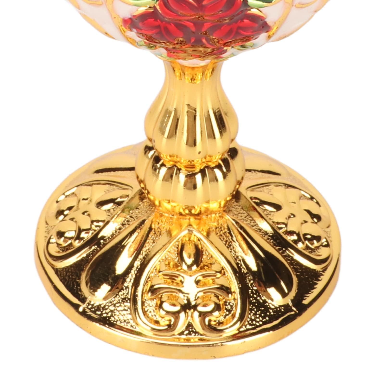 Calice da 4 Pollici Calice Oro,Calice D'oro Coppa da Magnaccia Lega di Zinco Alta Motivo Floreale in Rilievo retrò Elegante Coppa da Magnaccia per Bar Banchetti da Festa Calice (Fiore rosso su oro e