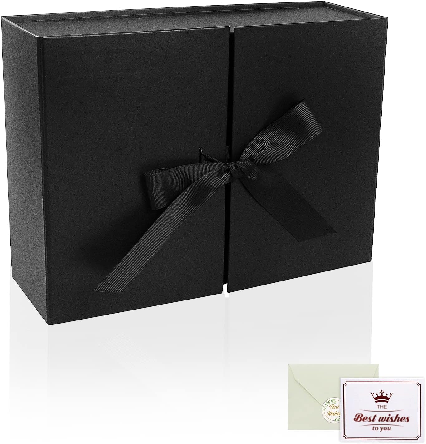 Gift Box, Folded Luxury Gift Box with Lid Ribbon Greeting Card Shredded
