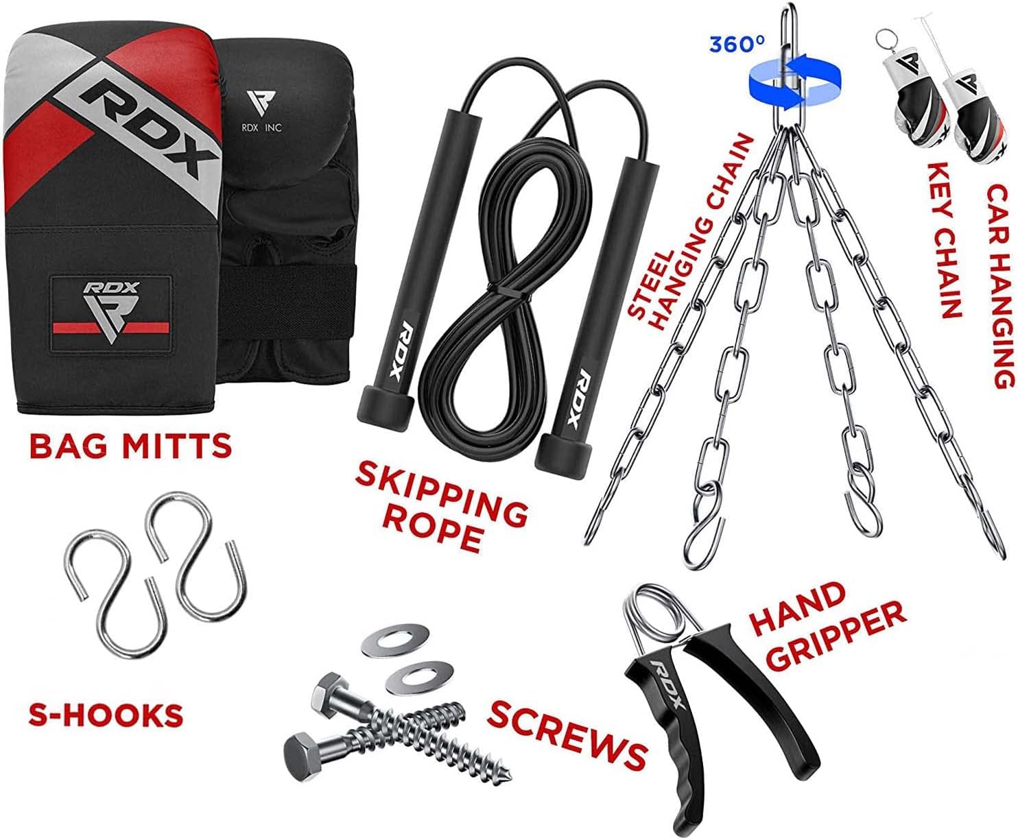RDX Punching Bag Heavy Boxing Bag, 12pc Filled 4ft 5ft Anti Swing Kickboxing Adult Set, Maya Hide Leather, Punch Gloves Wall Bracket , Muay Thai MMA Home Fitness Gym Training : Sports & Outdoors
