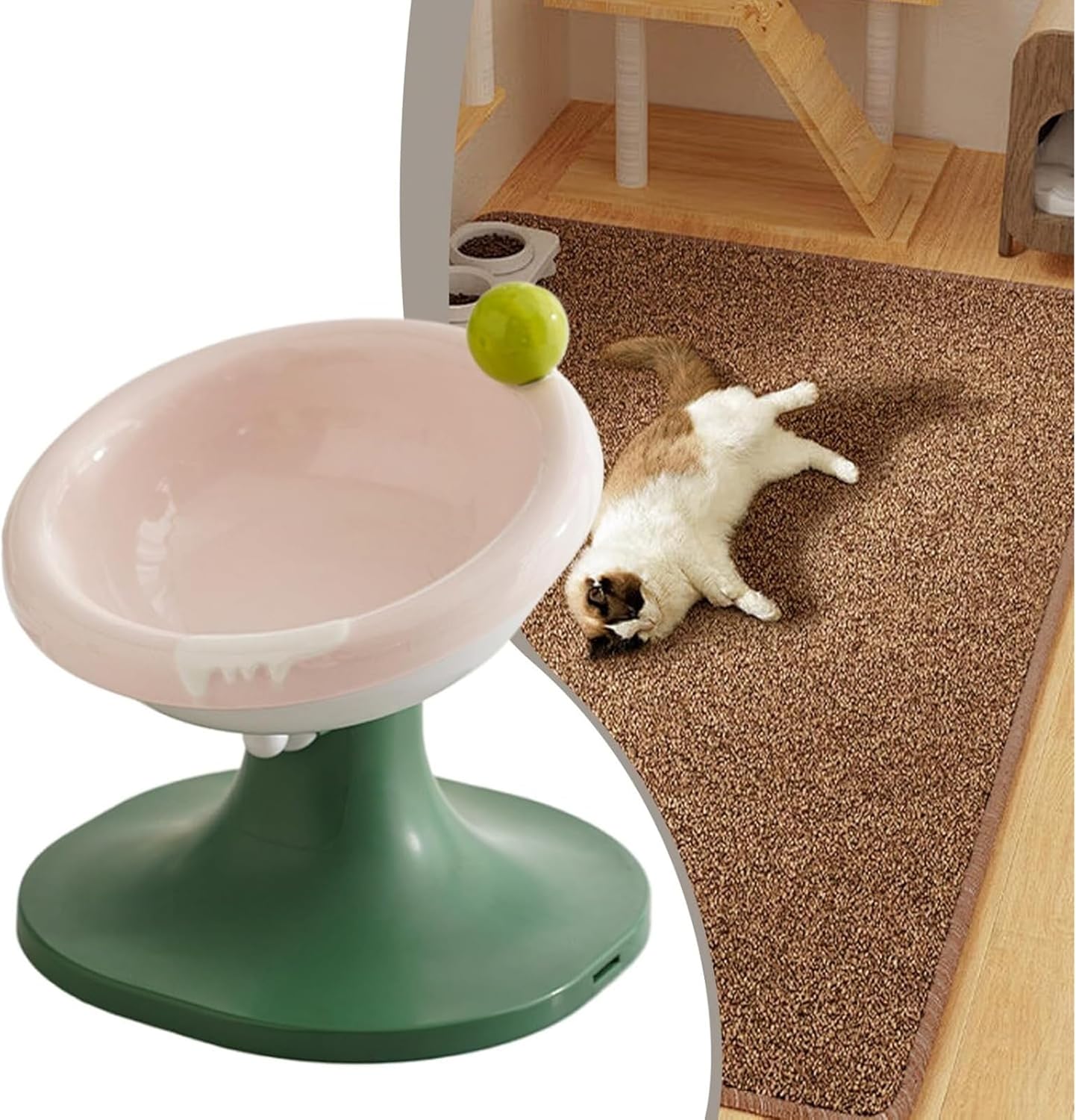 Diggly 高さ調整可能キャットボウル | エルゴノミック セラミック 猫用 ボウル,可愛い 高台スタンド付き 傾斜デザイン おや