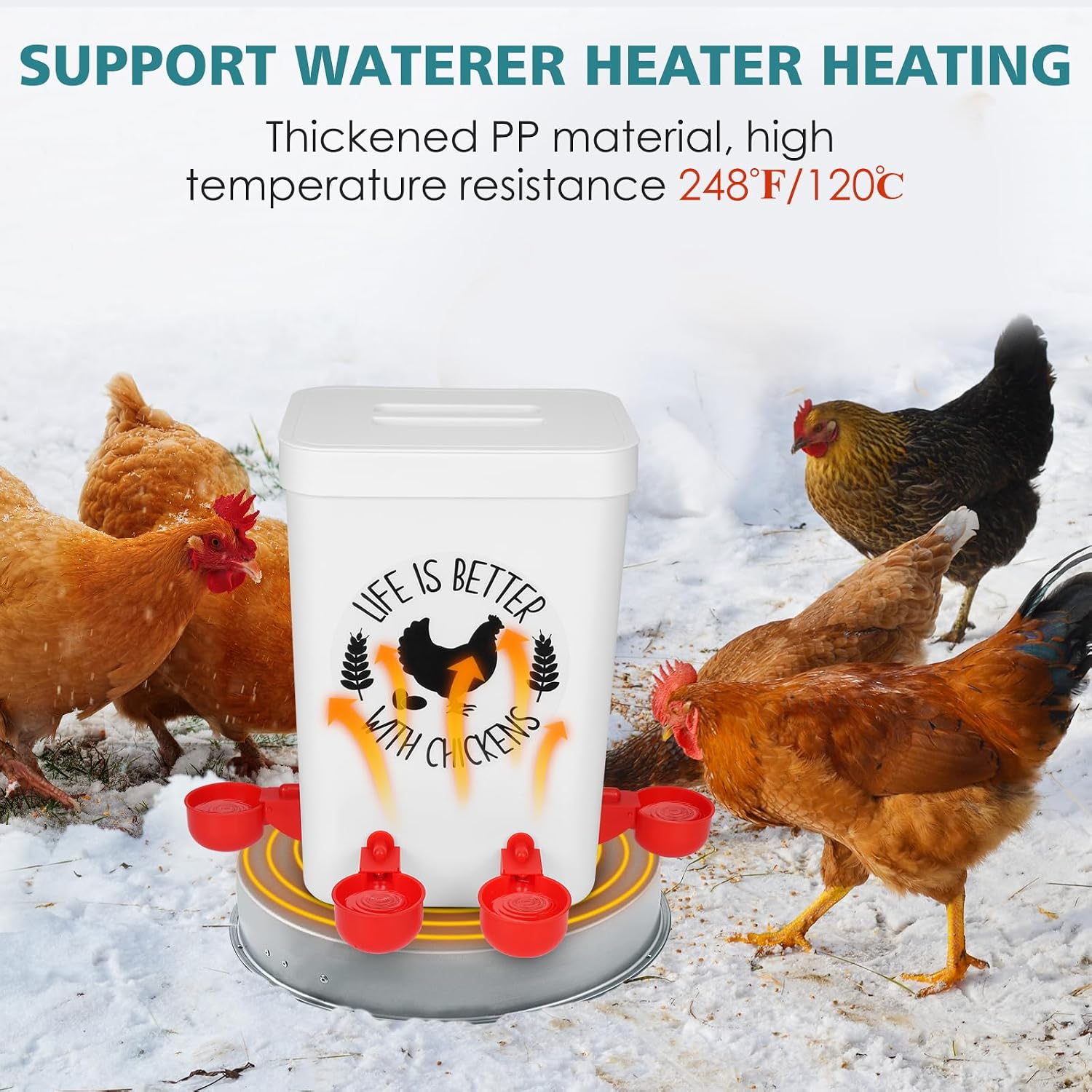 Tgeyd No-Waste Chicken Feeder & Waterer Set, 3 Gallon Automatic Waterer and 15 lb Hanging Feeder for Backyard Chickens, Modern Farmhouse Chicken Coop Essentials