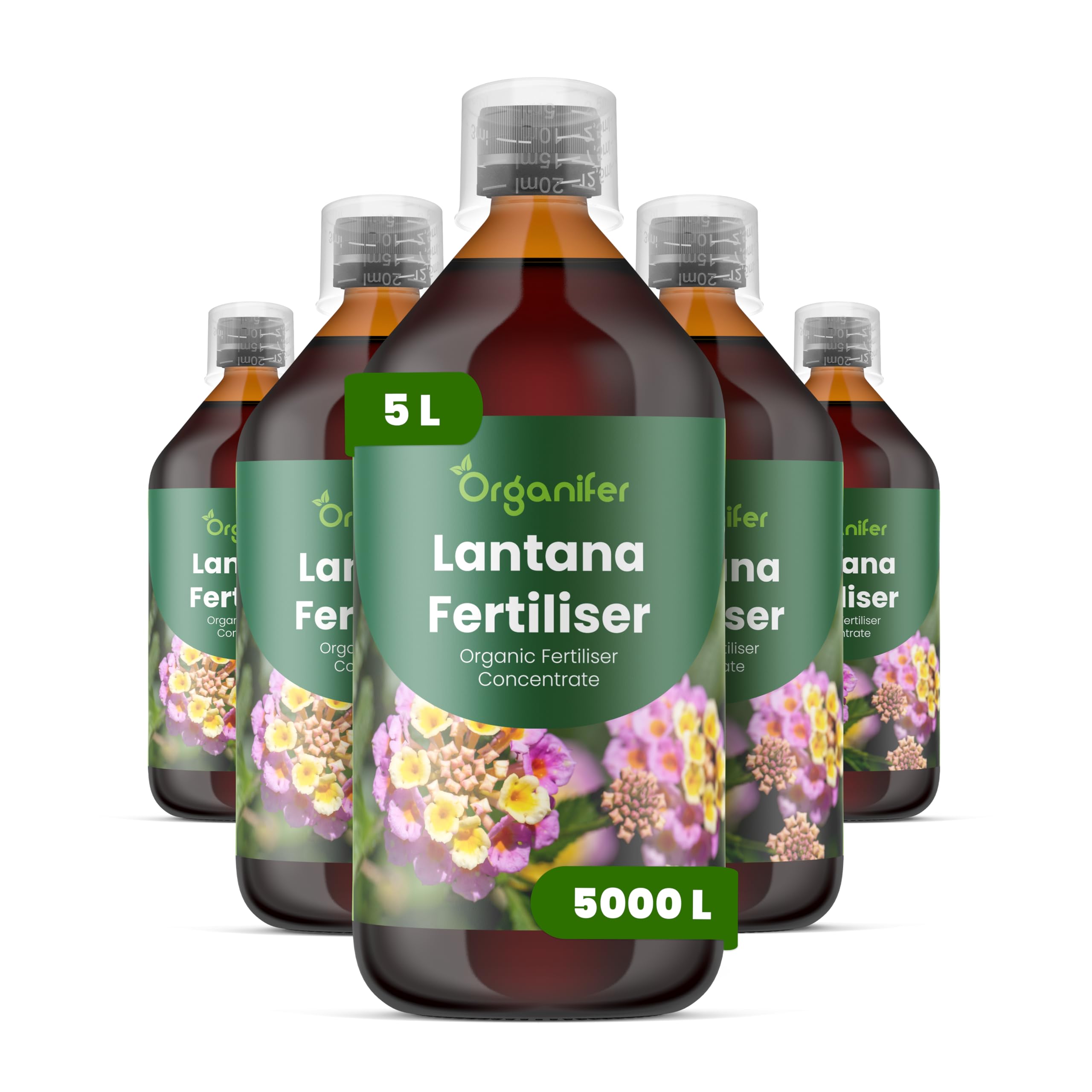 Fertilizante Líquido Para Lantana - 5x1L - NPK 2-1-8 | Hojas Sanas Y Floración Abundante - Organifer