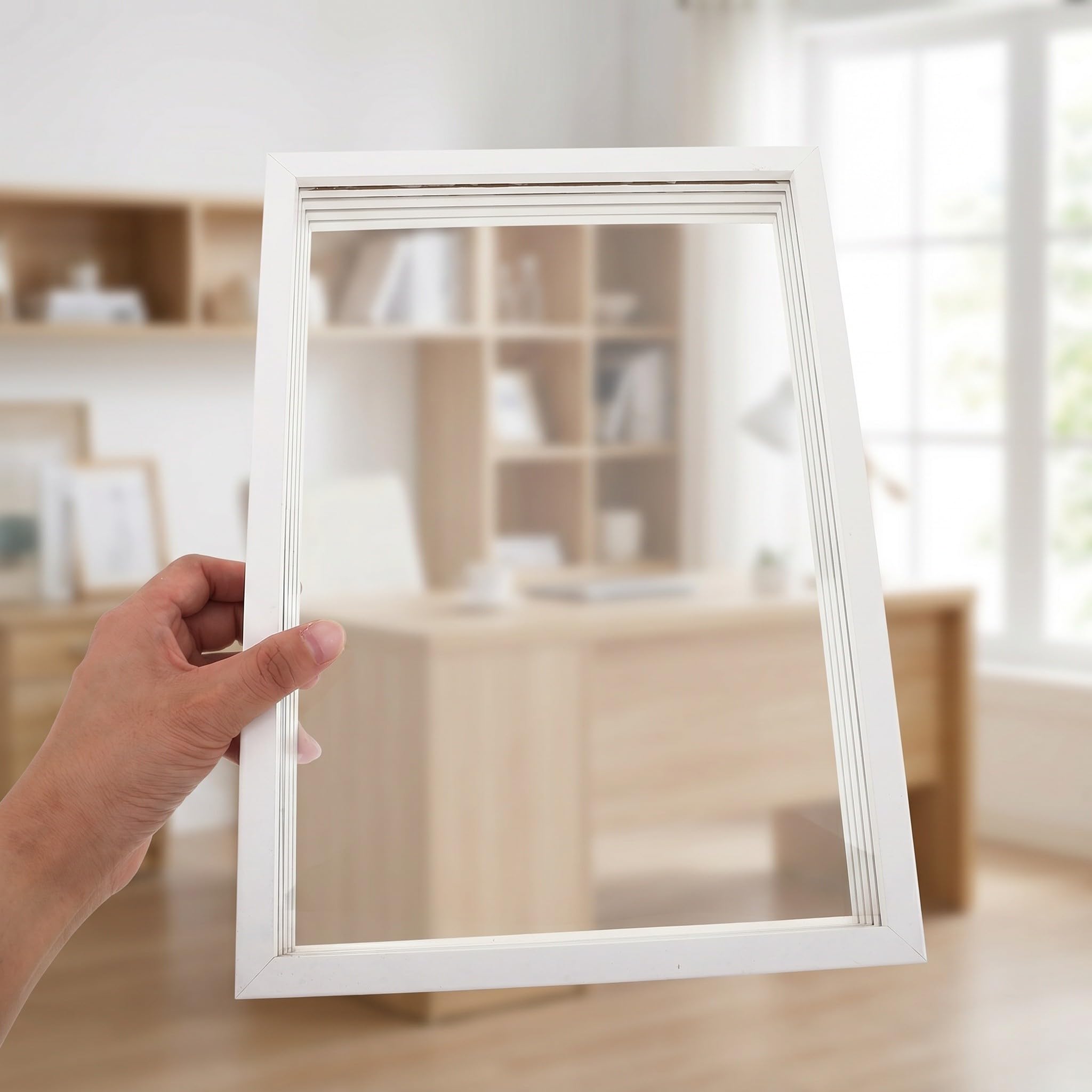 Toyvian 2 Piezas Marco de Fotos Transparente Fácil Montaje Diy de Madera Imitación para Huellas de Manos Adecuado para Escritorios y Soportes de Tv