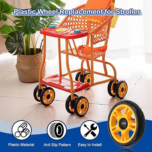 Miniatura 2 de MroMax Juego de ruedas de cochecitos de 4 piezas espumosas de 4.7in, rueda individual de 4.724 x 0.984in (diámetro de la rueda x grosor de la rueda)