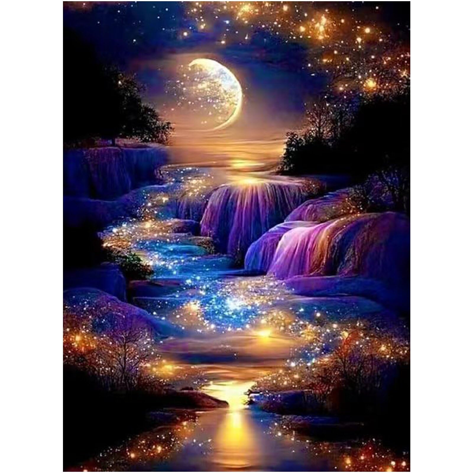 5D Diamond Painting Kits for Adults Beginners, Moonlight Waterfall Diamond Art Kits, DIY Full Round Drill Night Moon Landscape Paint with Diamonds Gem Art, Home Wall Decor 12 x 16 Inch : Amazon.ca: Home