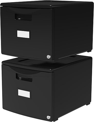 Storex Mini archivador de un solo cajón con cerradura, legalcarta, negro (STX61260B02C)