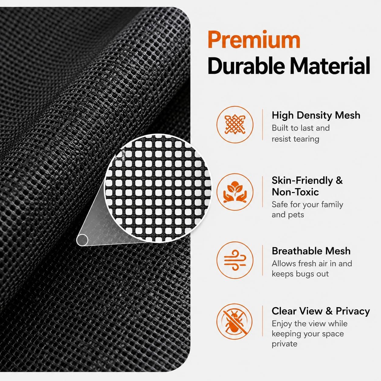 Magnetic Screen Door 38”x83” Fits 36”x82” Door Frame, Heavy Duty Fiberglass Mesh Screen with Strong Magnets, Auto Close Hands-Free Door Screen for Patio, Front Door, Sliding Door, Black