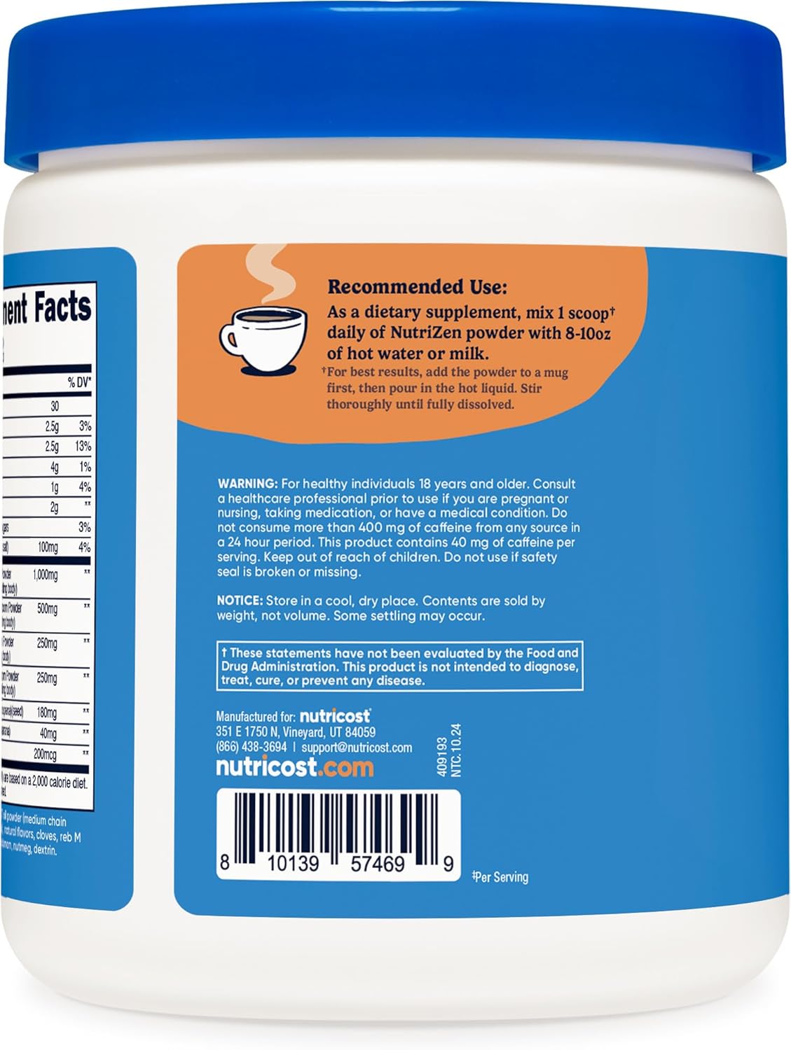 71uzGaq56EL._AC_SL1500_ Nutricost Nutrizen AM Focus Adaptogenic Mushroom Drink (Vanilla Chai Flavored) 30 Servings - Includes Reishi, Lion's Mane, Shiitake, Cordyceps