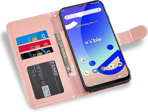 Miniatura 3 de Asuwish WTVIS01 - Funda para teléfono visible de medianoche con protector de pantalla de vidrio templado y cartera con purpurina, soporte para