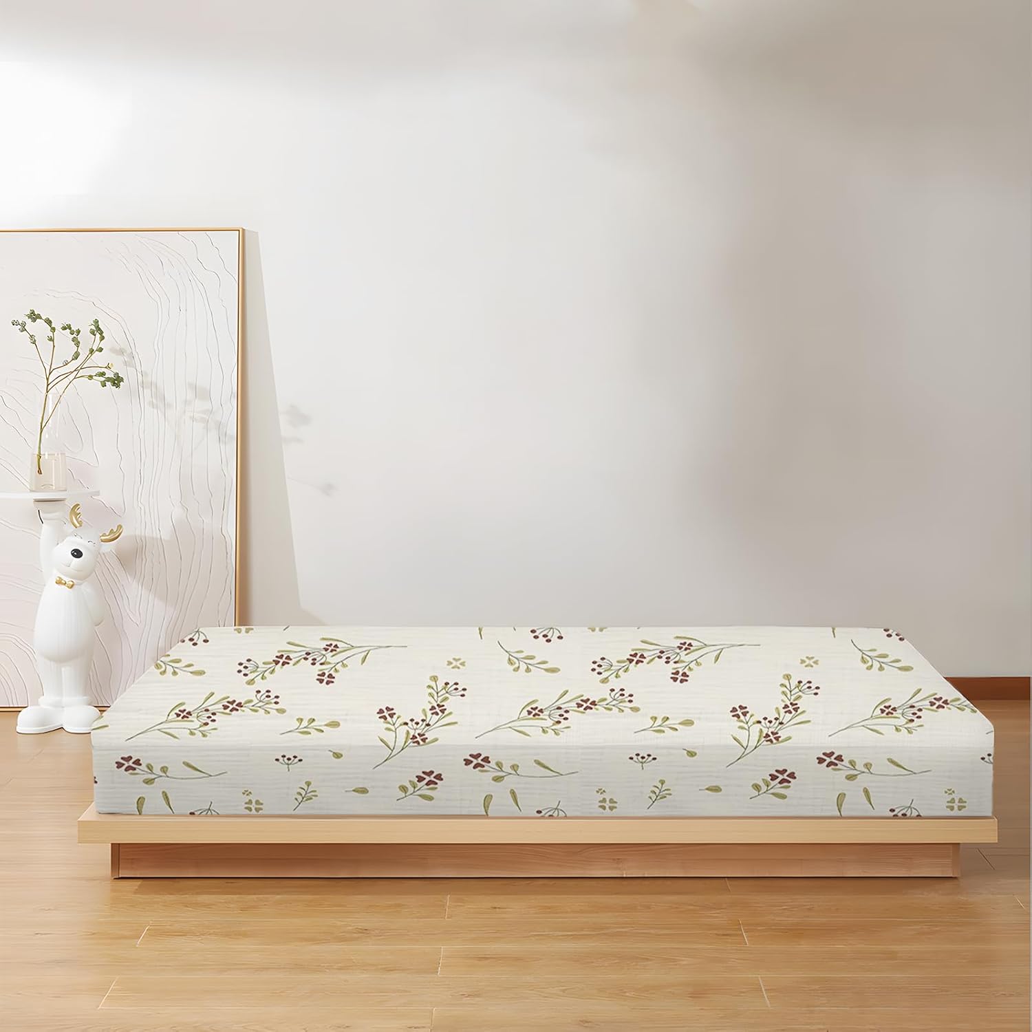 4-Pack Muslin Crib Sheets for Girls Boys, Boho Soft 100% Cotton Nursery Decor for 52" x 28" Standard Crib Mattress (Apricot & Pink & Floral & Blossom)