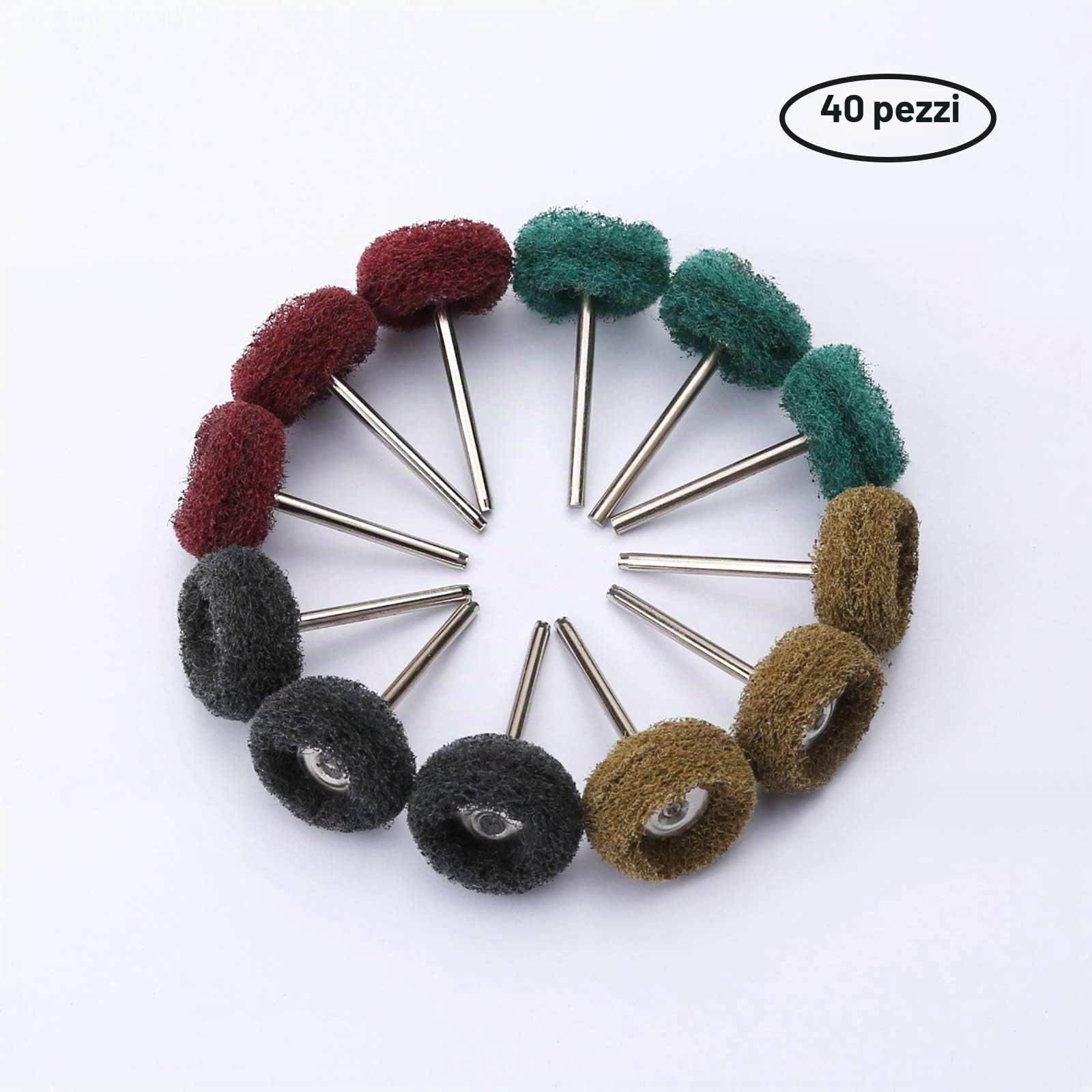 Set di 40 ruote abrasive per lucidatura per utensili rotanti Dremel, ruote per lucidatura per trapano legno, smerigliatrice da banco, grana 80/150/240/300/400