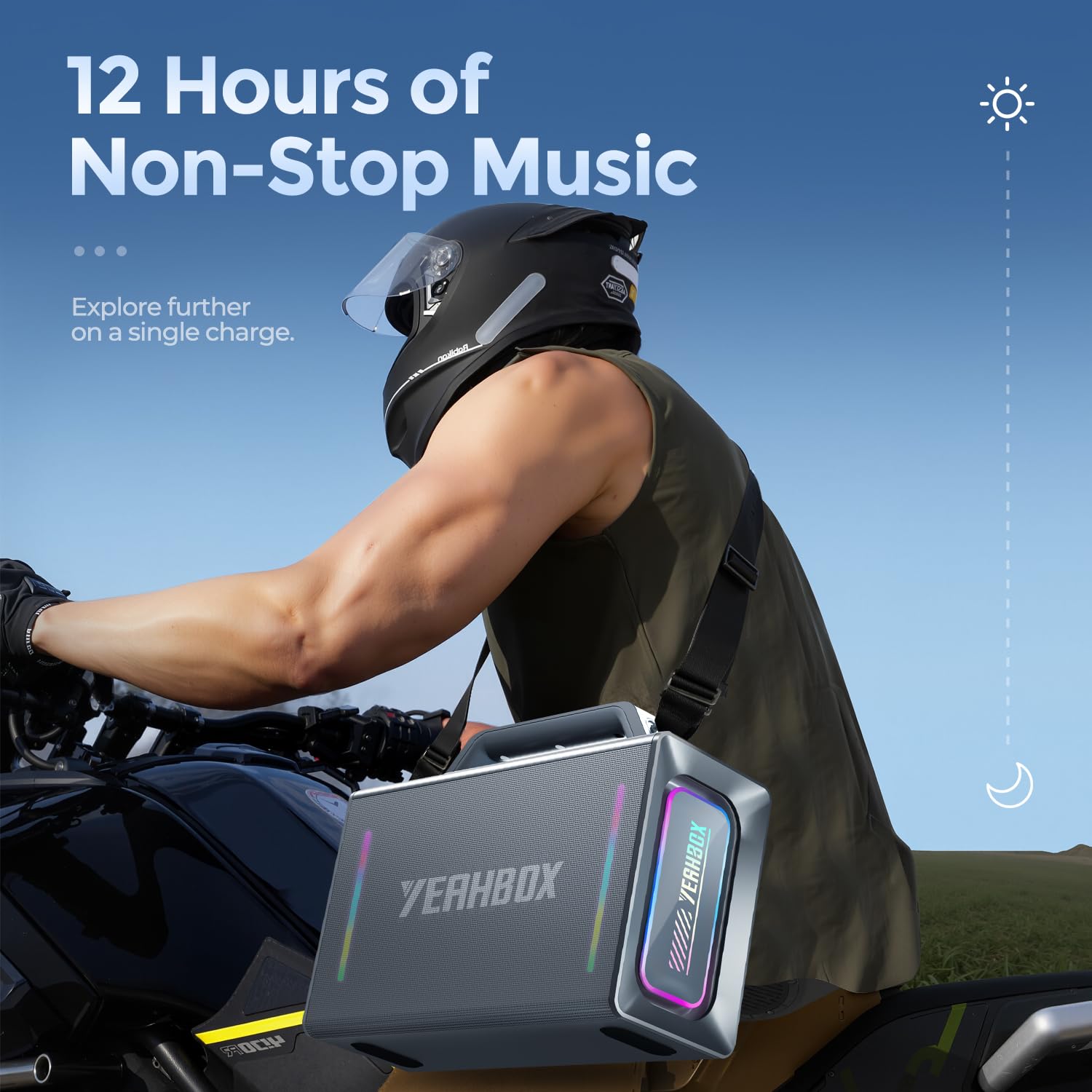 YEAHBOX Thunder 500 Enceinte Bluetooth Karaoké avec 2 Micros sans Fil, 200W Max, Batterie 20000mAh, IP66 Étanche, TWS Stéréo, Table de Mixage DSP, Lumières RGB, Enceinte Portable pour Soirées