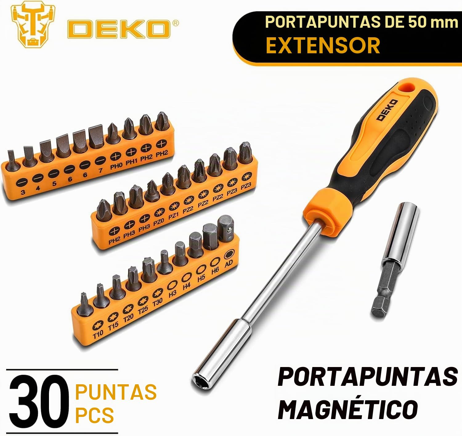 DEKOPRO Juego de 62 Herramientas Manuales, Caja de Herramientas Pequeña y Portátil, para hogar, oficina, bricolaje y reparaciones, Amarillo