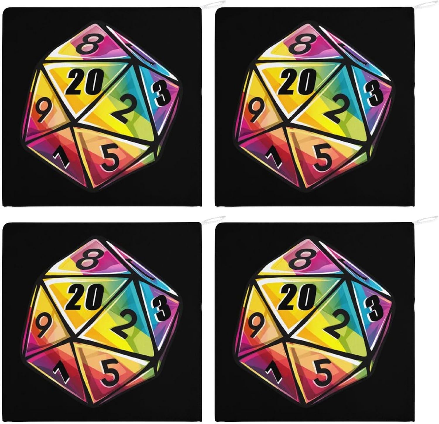 Rainbow Dice Hand Towels for Bathroom Kitchen Towels Small Towel Handkerchiefs with Hanging Loop 4PCS