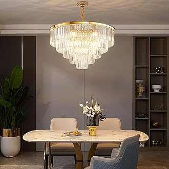 16-Light Large Crystal Chandeliers D80cm H50cm Modern Luxury Flush Mount Ceiling Light Fixture 3 Colors Hanging Pendant Light K9 Crystal Gold Chandeliers for Dining Living Room Bedroom Entryway